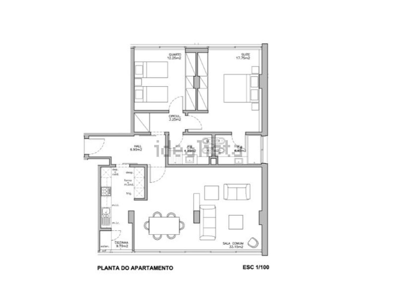 公寓 t2出售在Avenida Infante Santo, 76 b - 平面图