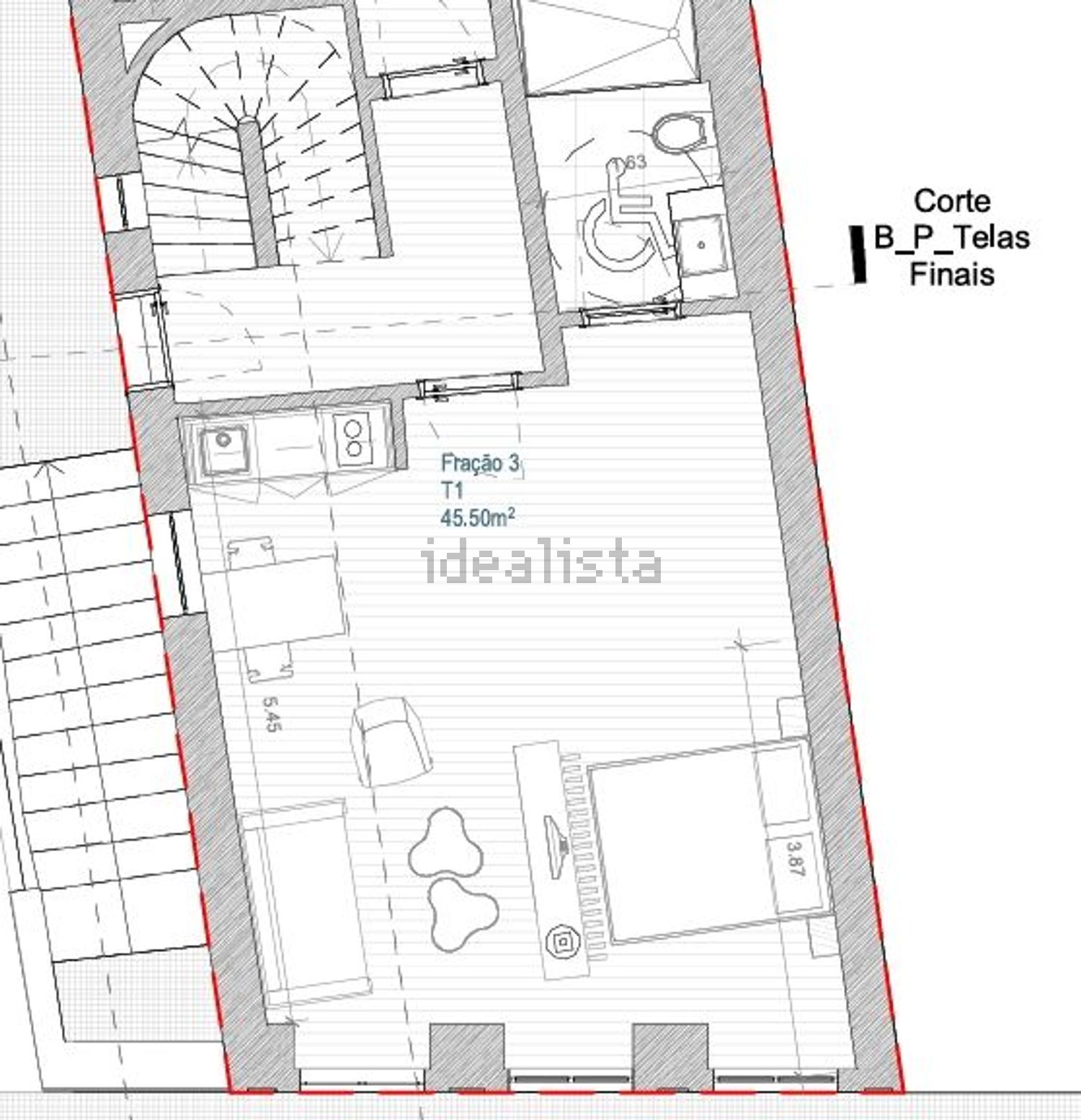 公寓 t1出售在Rua de São Victor, 156 - 平面图