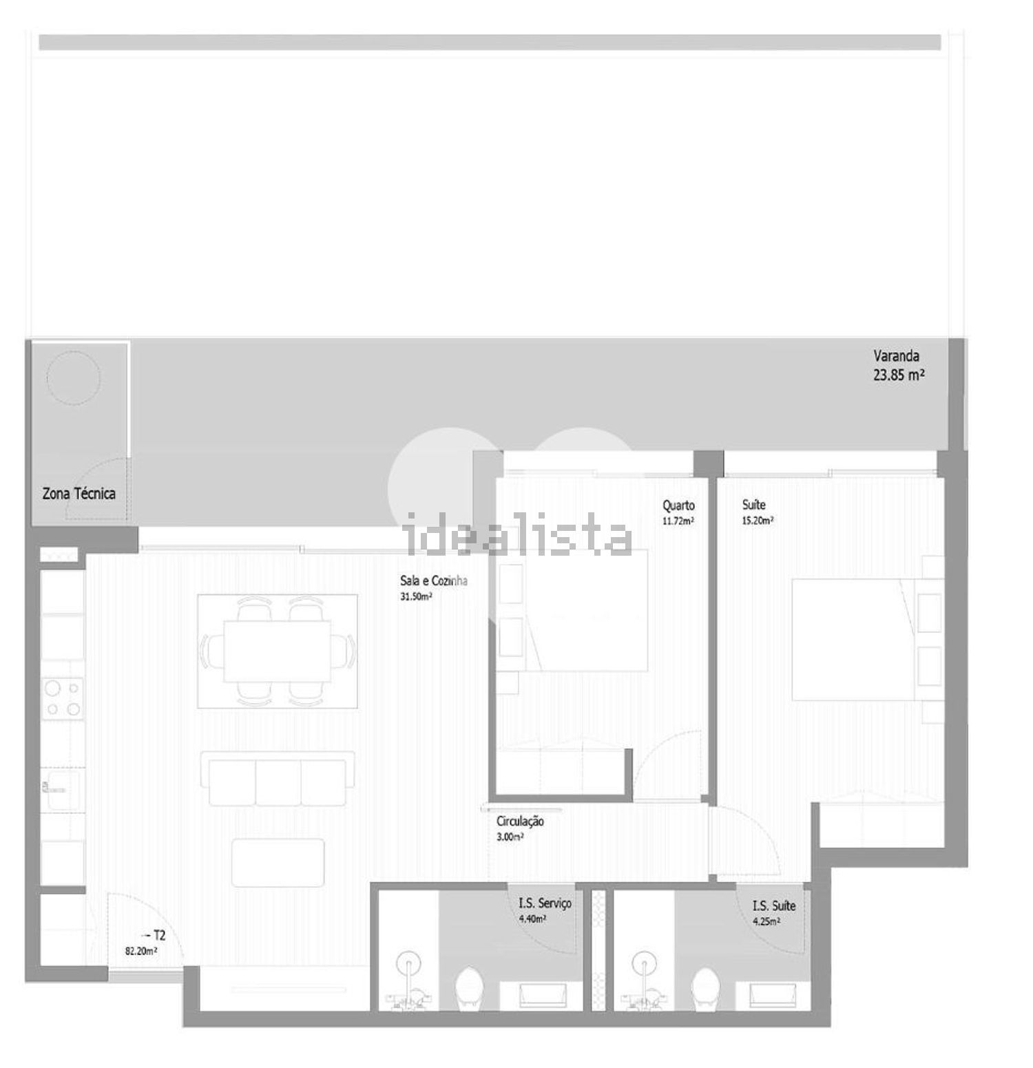 公寓 t2出售在Rua Manuel Martins Cardoso s/n - 平面图