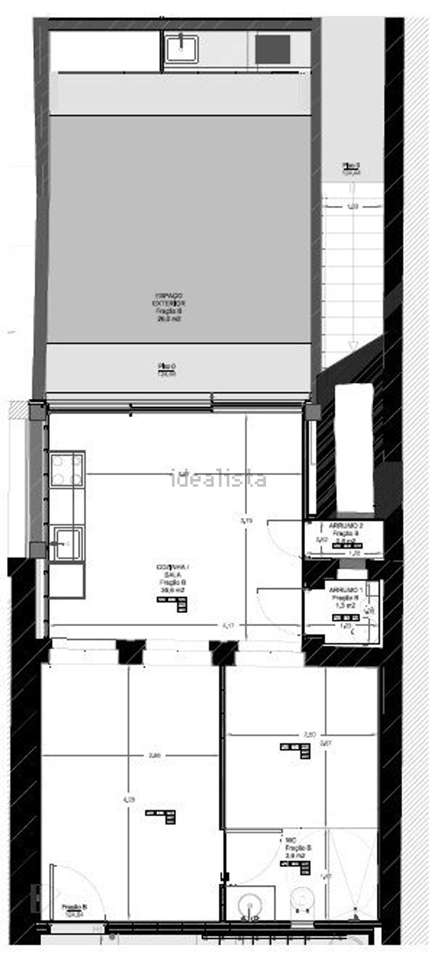 出租公寓 t1在Rua de Barros Lima, 793 - 平面图