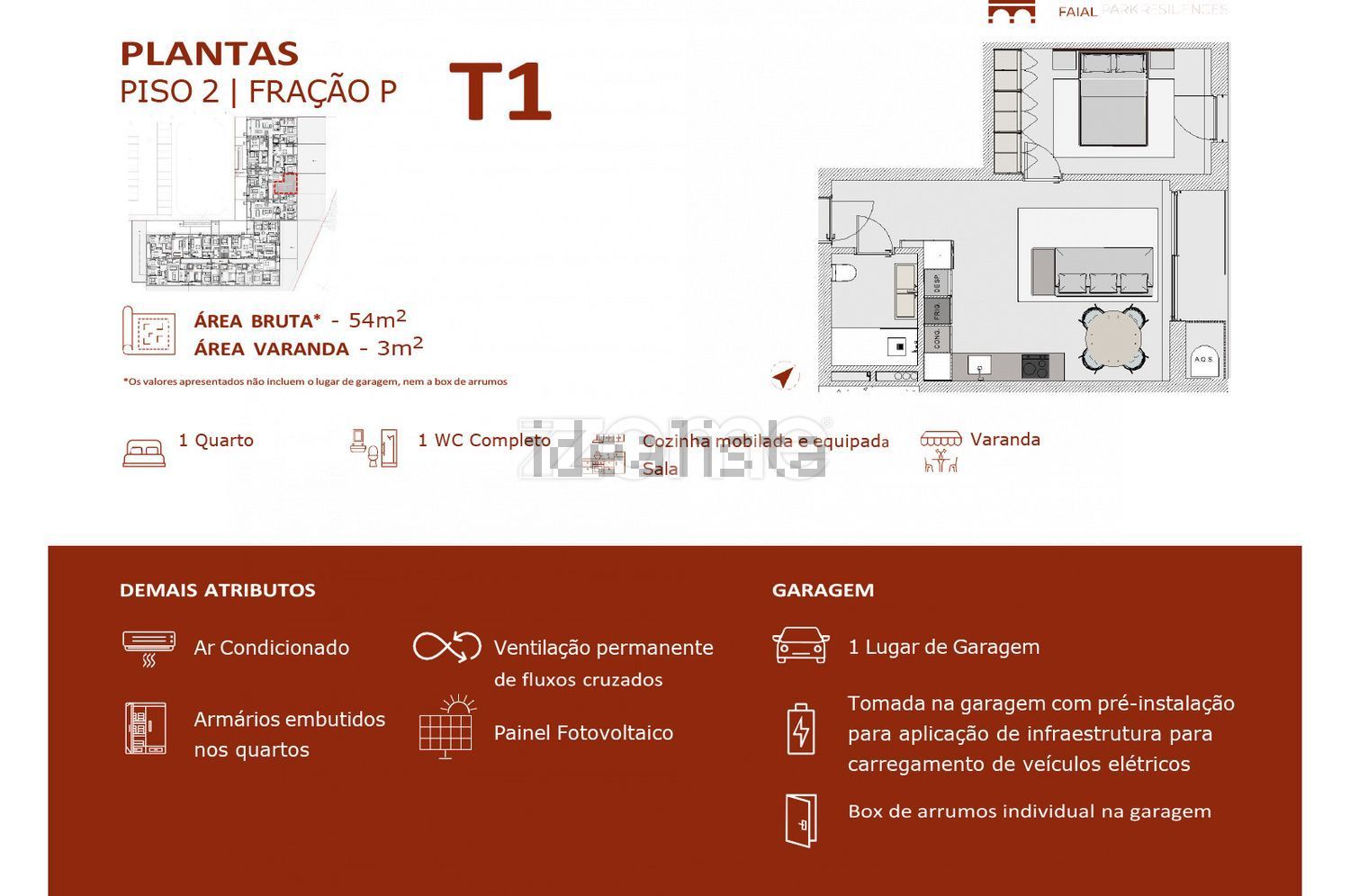 公寓 t1出售在Avenida do Progresso - 平面图