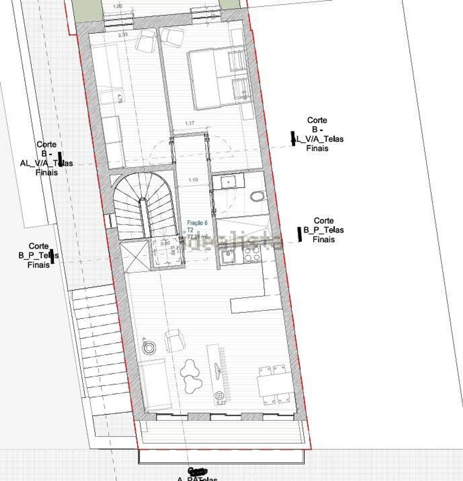 公寓 t2出售在Rua de São Victor, 156 - 平面图