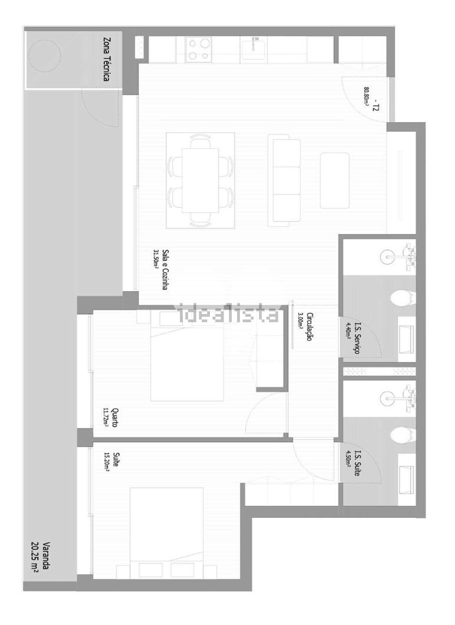 公寓 t2出售在Rua Manuel Martins Cardoso s/n - 平面图