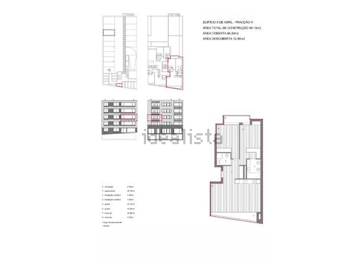 公寓 t2出售在Rua de Nove de Abril s/n - 平面图