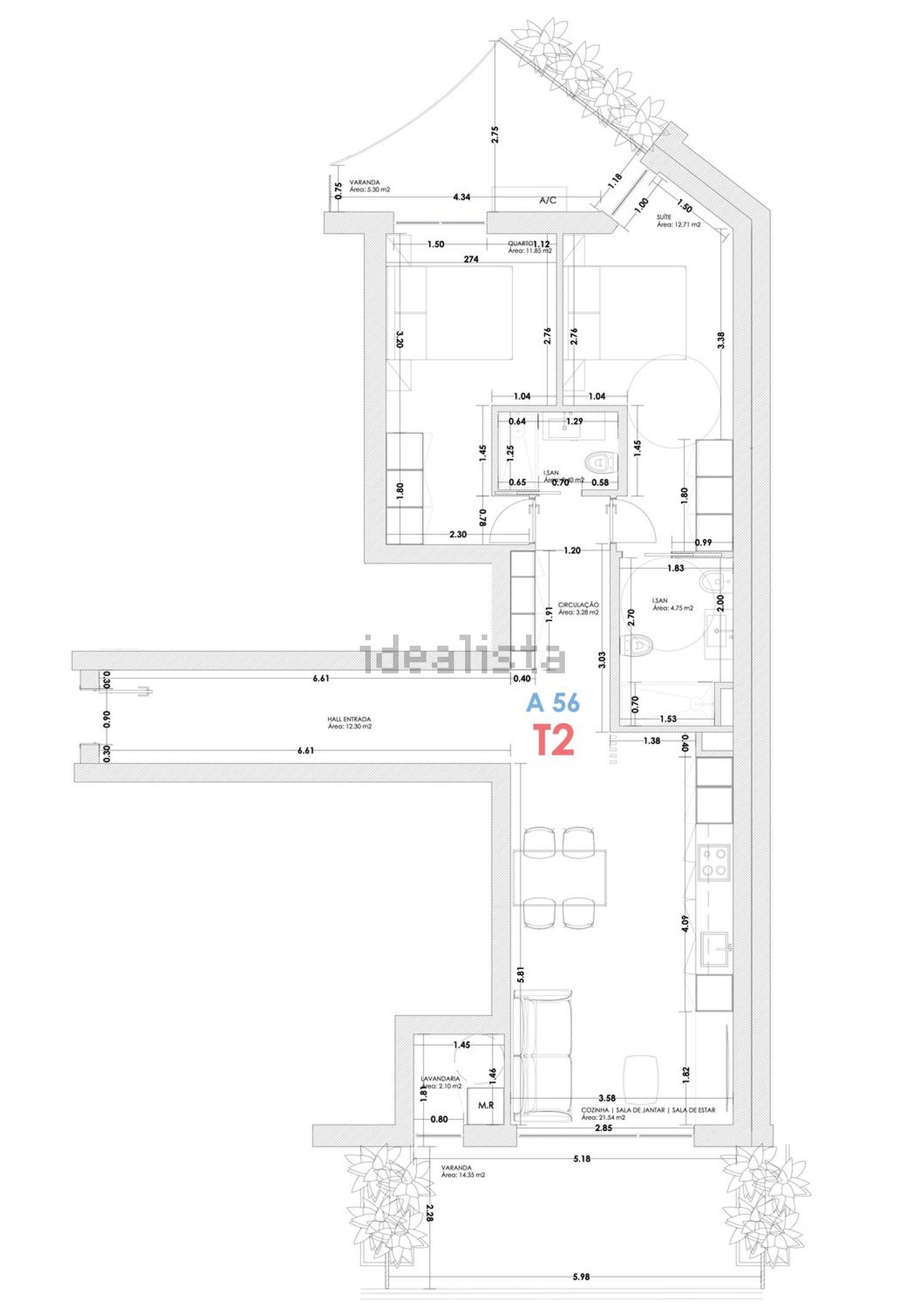公寓 t2出售在Rua Manuel da Cunha Moreira, 9 - 平面图