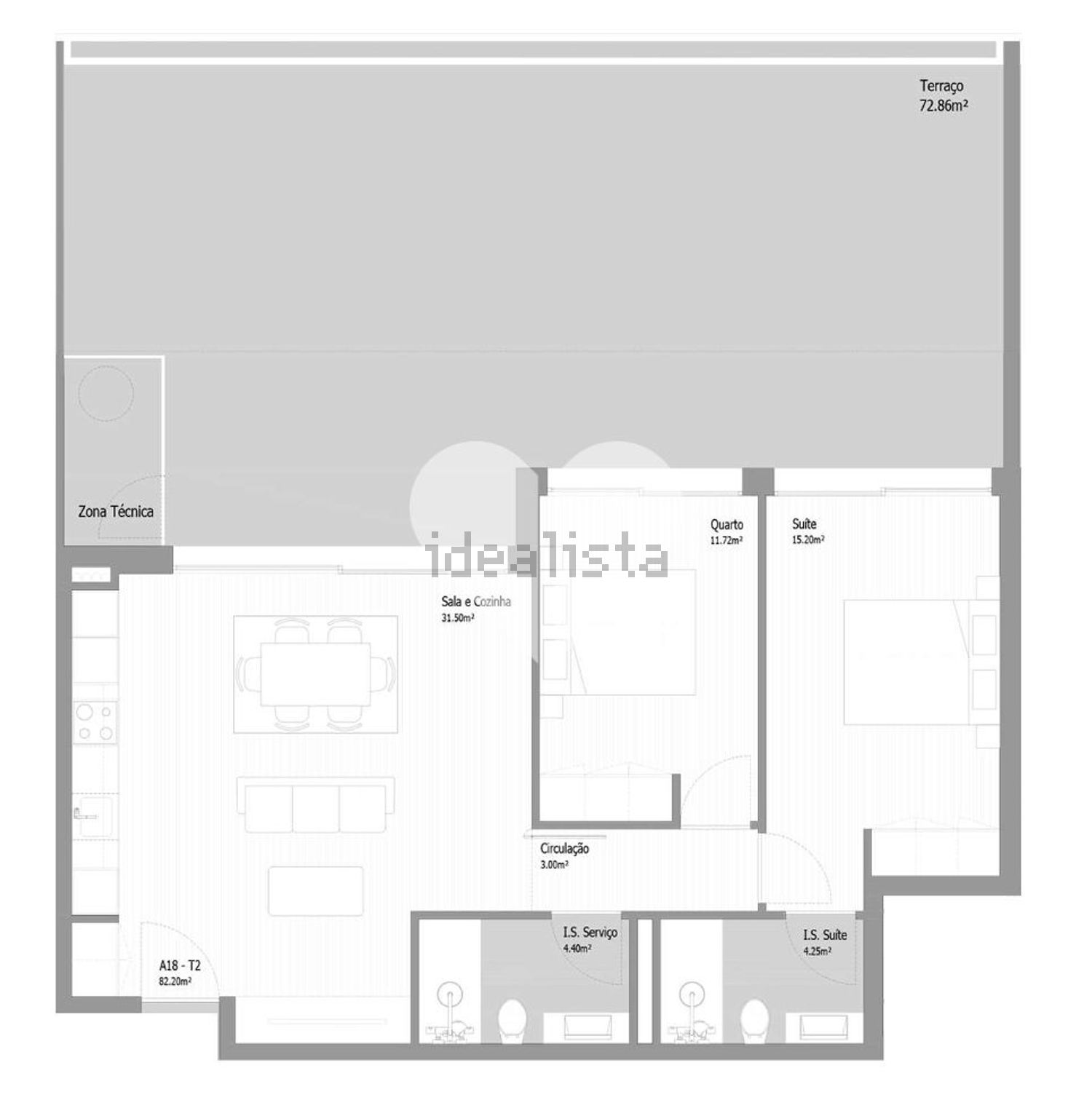 公寓 t2出售在Rua Manuel Martins Cardoso s/n - 平面图