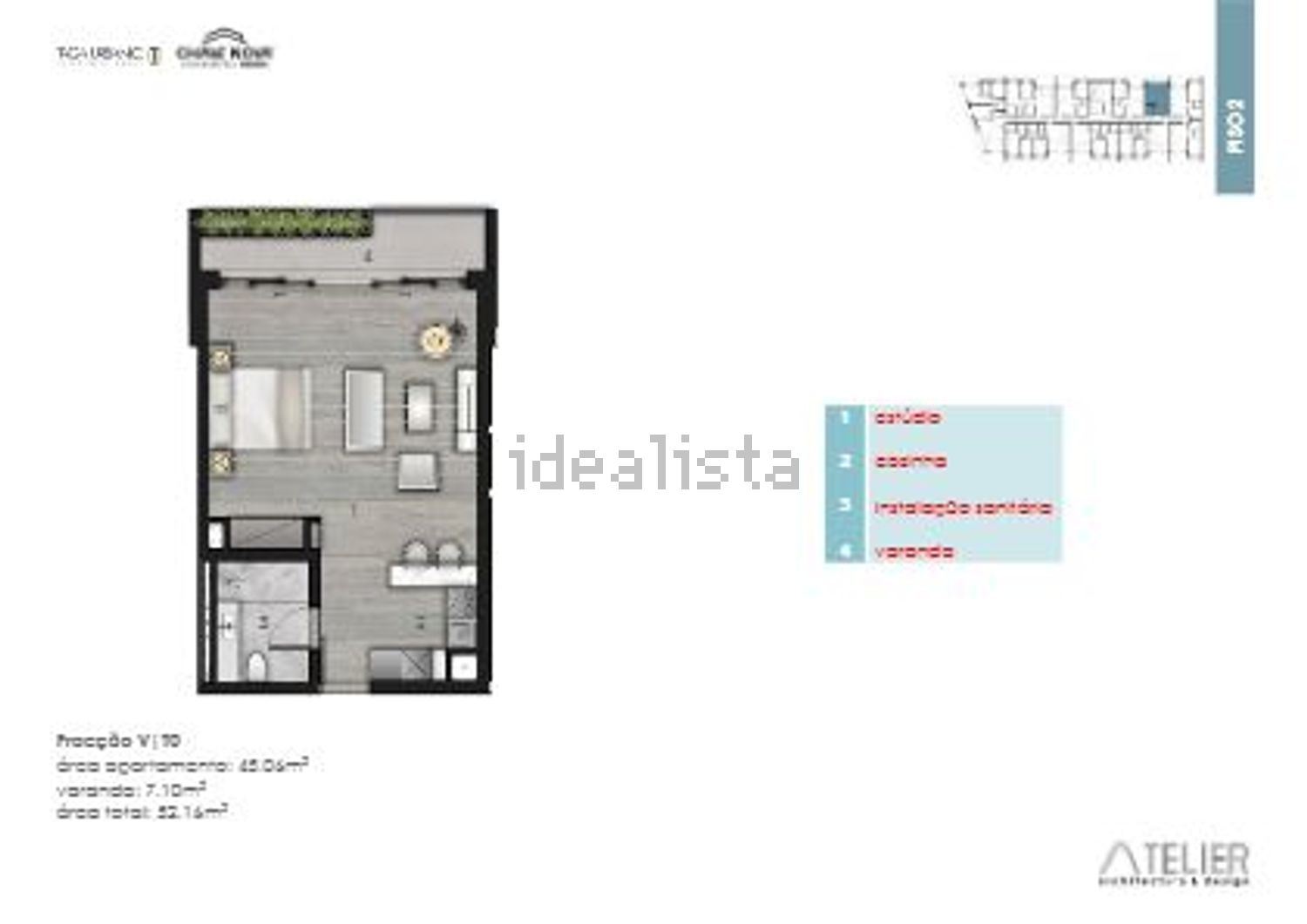 T0（单人公寓）出售在Rua Monsenhor David Adélio s/n - 平面图