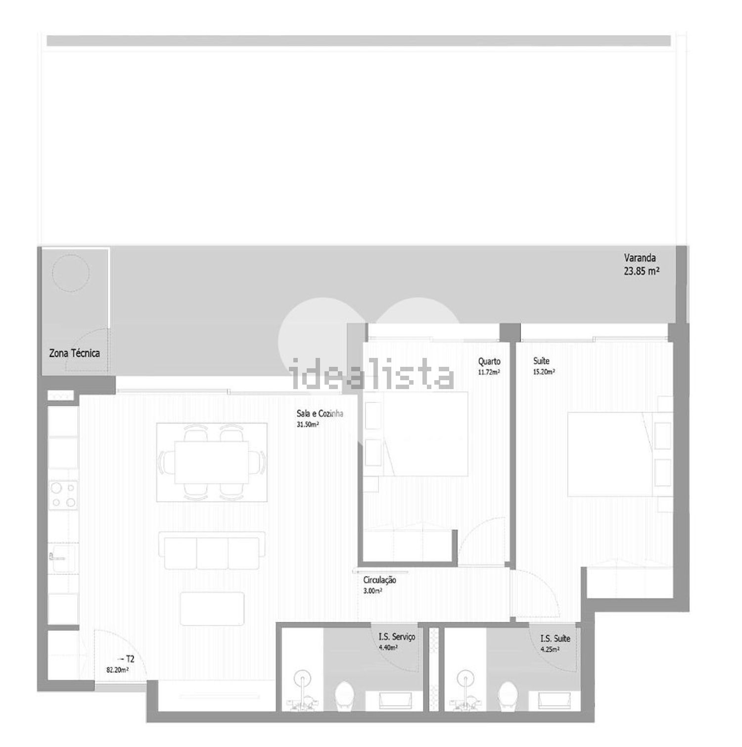 公寓 t2出售在Rua Manuel Martins Cardoso s/n - 平面图
