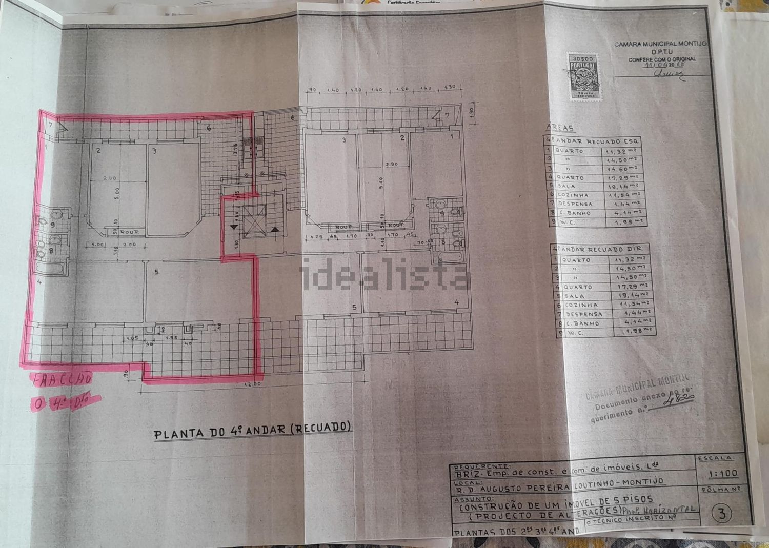 公寓 t3出售在Rua Dom Augusto Pereira Coutinho, 6 - 平面图