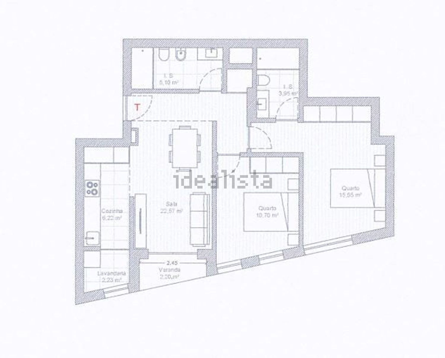 公寓 t2出售在Rua do Foral s/n - 平面图
