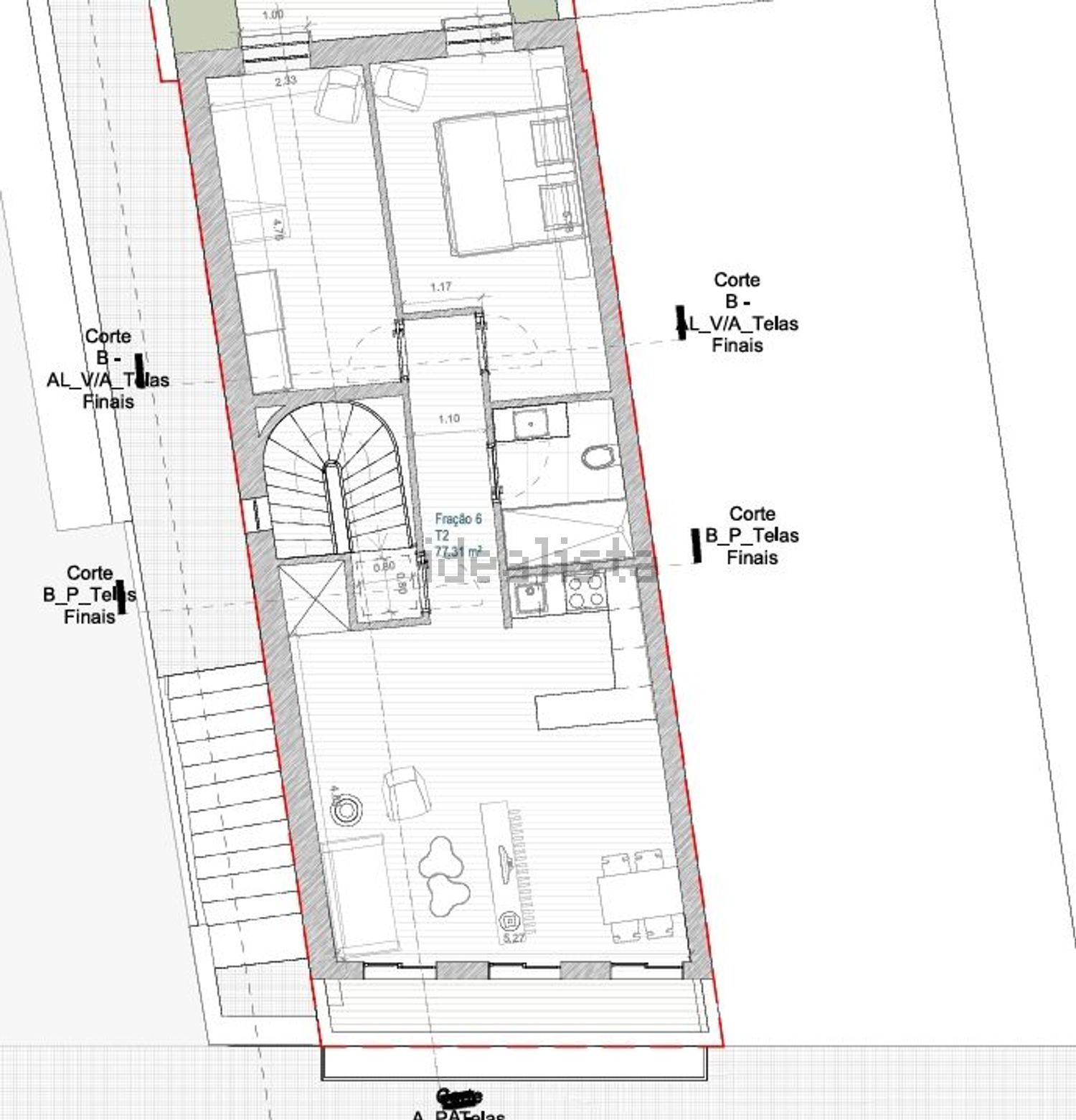 公寓 t2出售在Rua de São Victor, 156 - 平面图
