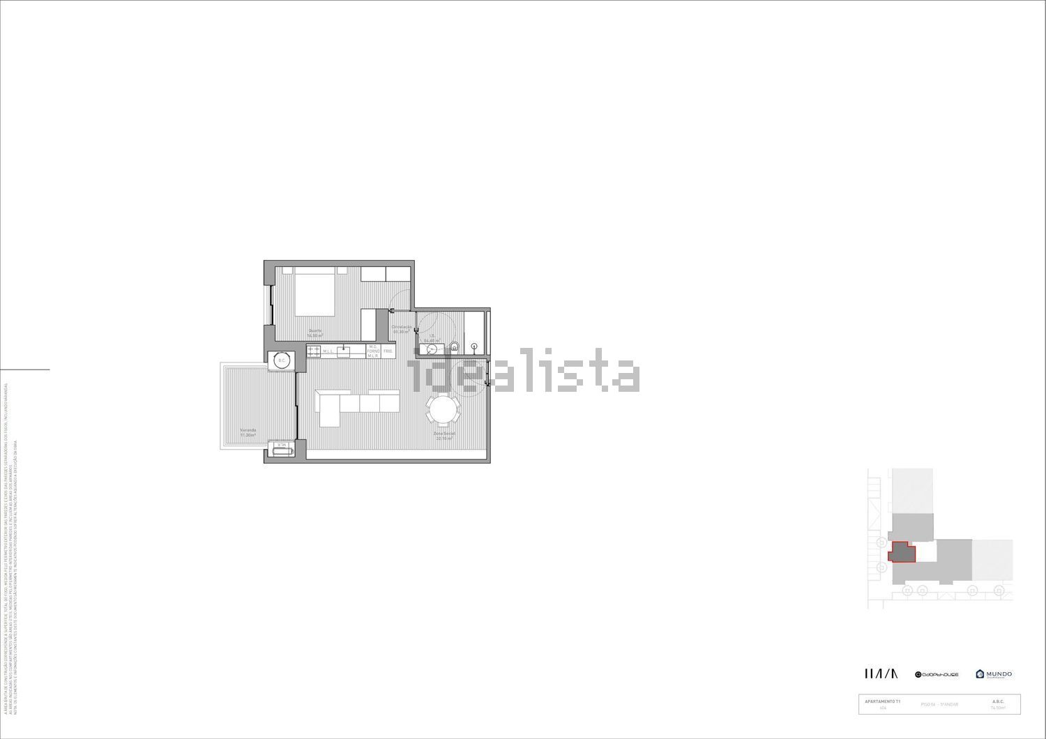 公寓 t1出售在Travessa de Manuel José da Silva Correia s/n - 平面图