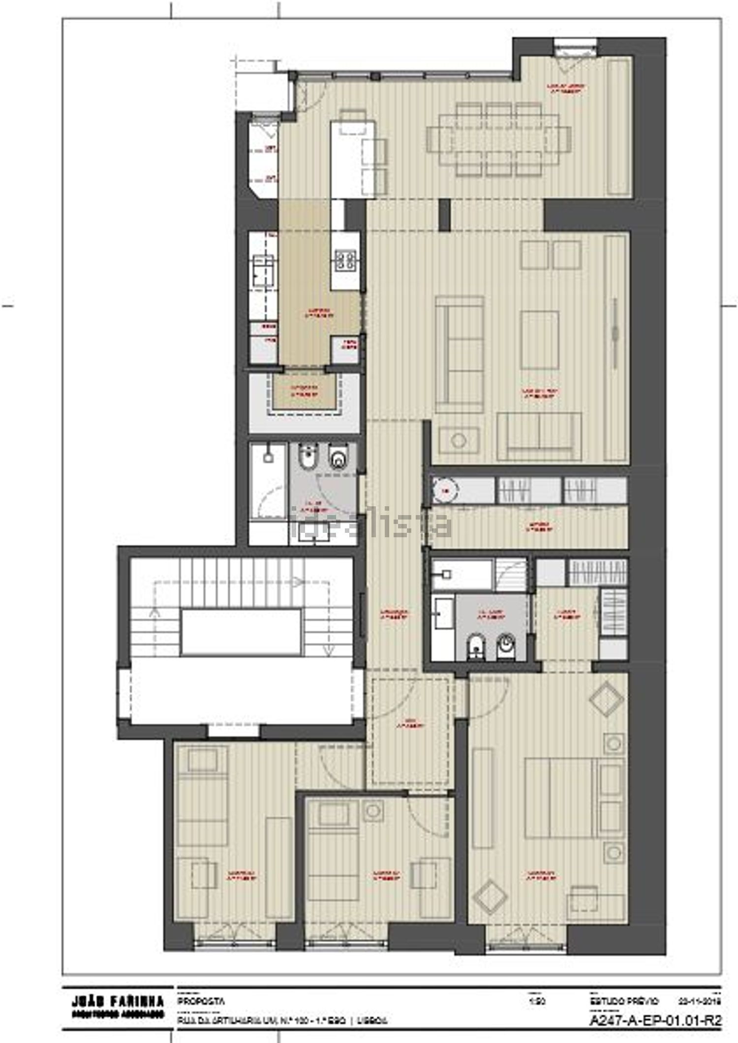 出租公寓 t3在 Bairro Azul - Parque Eduardo VII - 平面图