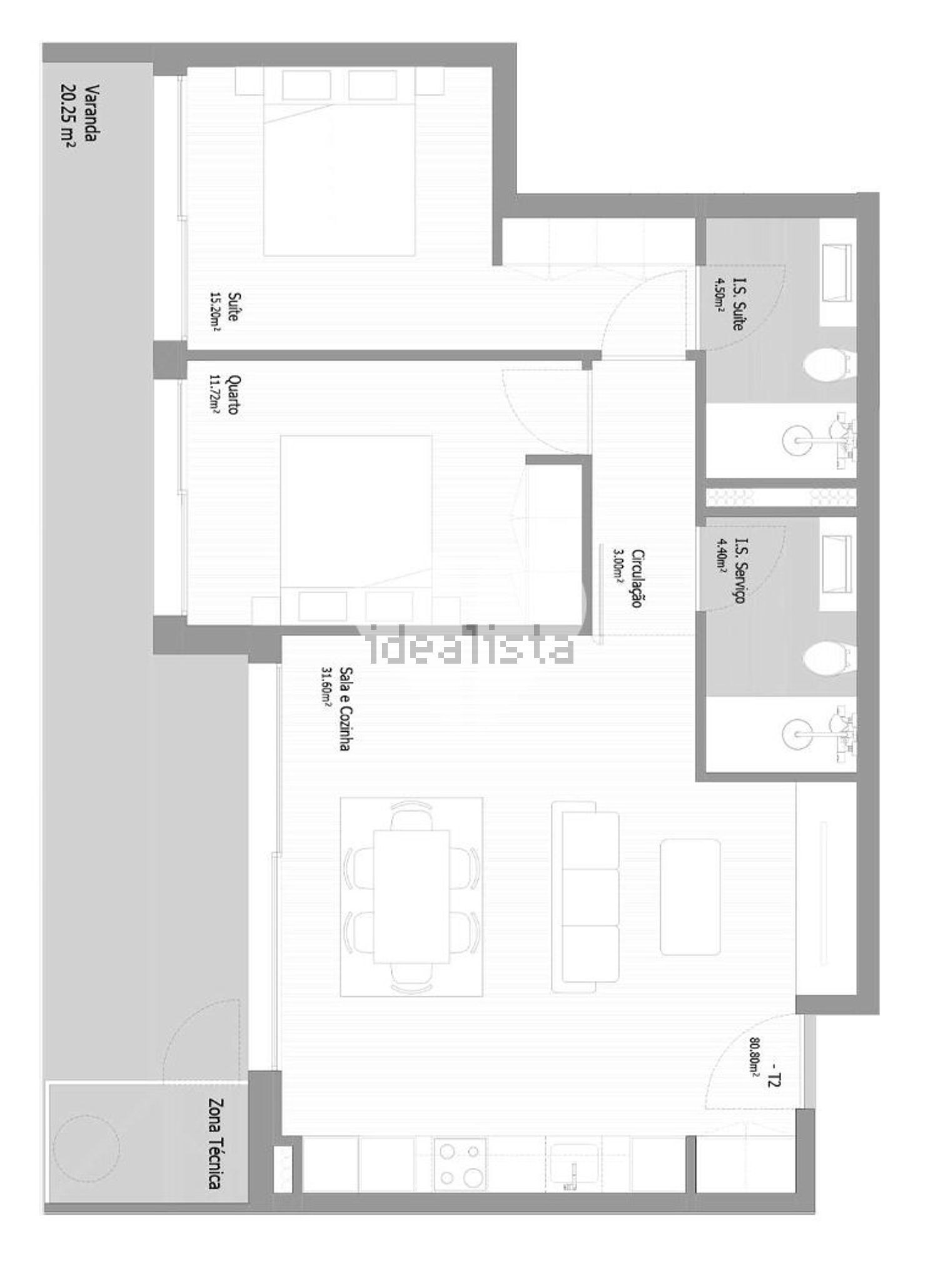 公寓 t2出售在Rua Manuel Martins Cardoso s/n - 平面图