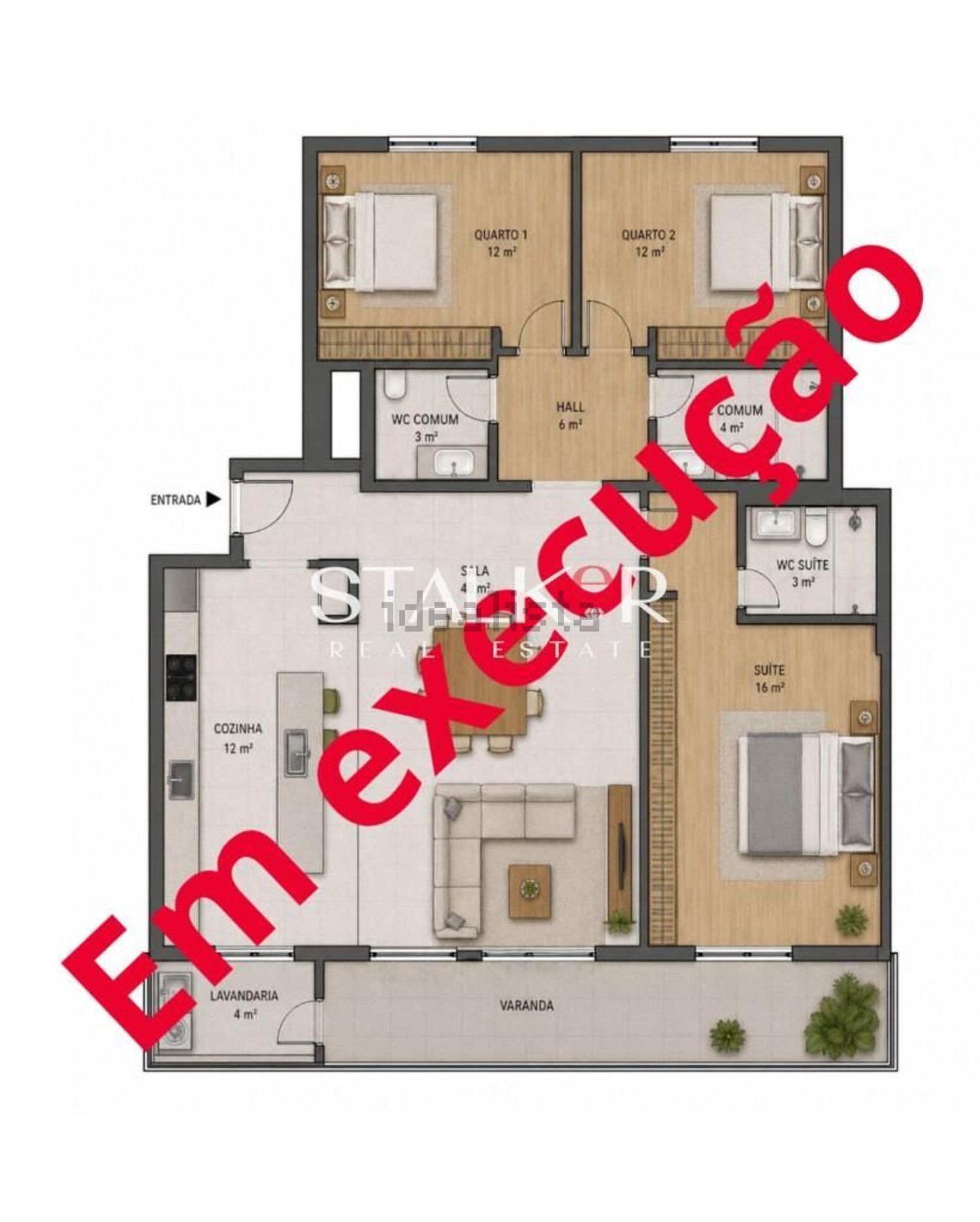 公寓 t3出售在Rua Cidade de Braga s/n - 平面图