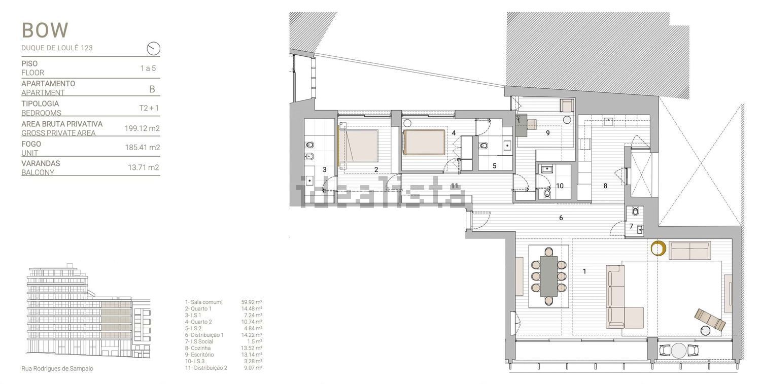 出租公寓 t3在 Av. da Liberdade - Marquês de Pombal - 平面图