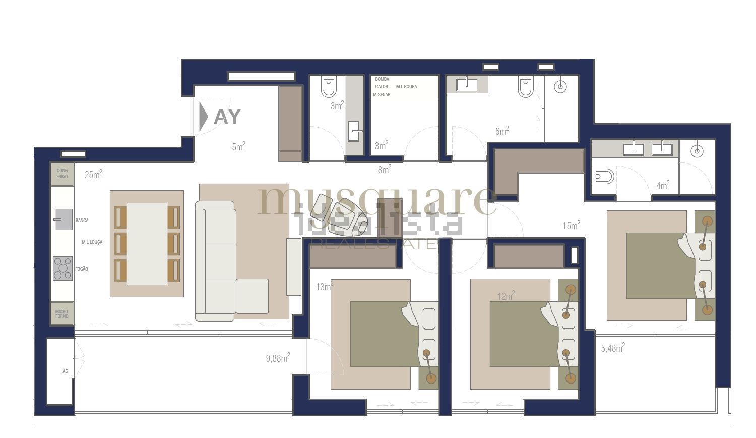 公寓 t3出售在 Zona Histórica de Matosinhos - 平面图
