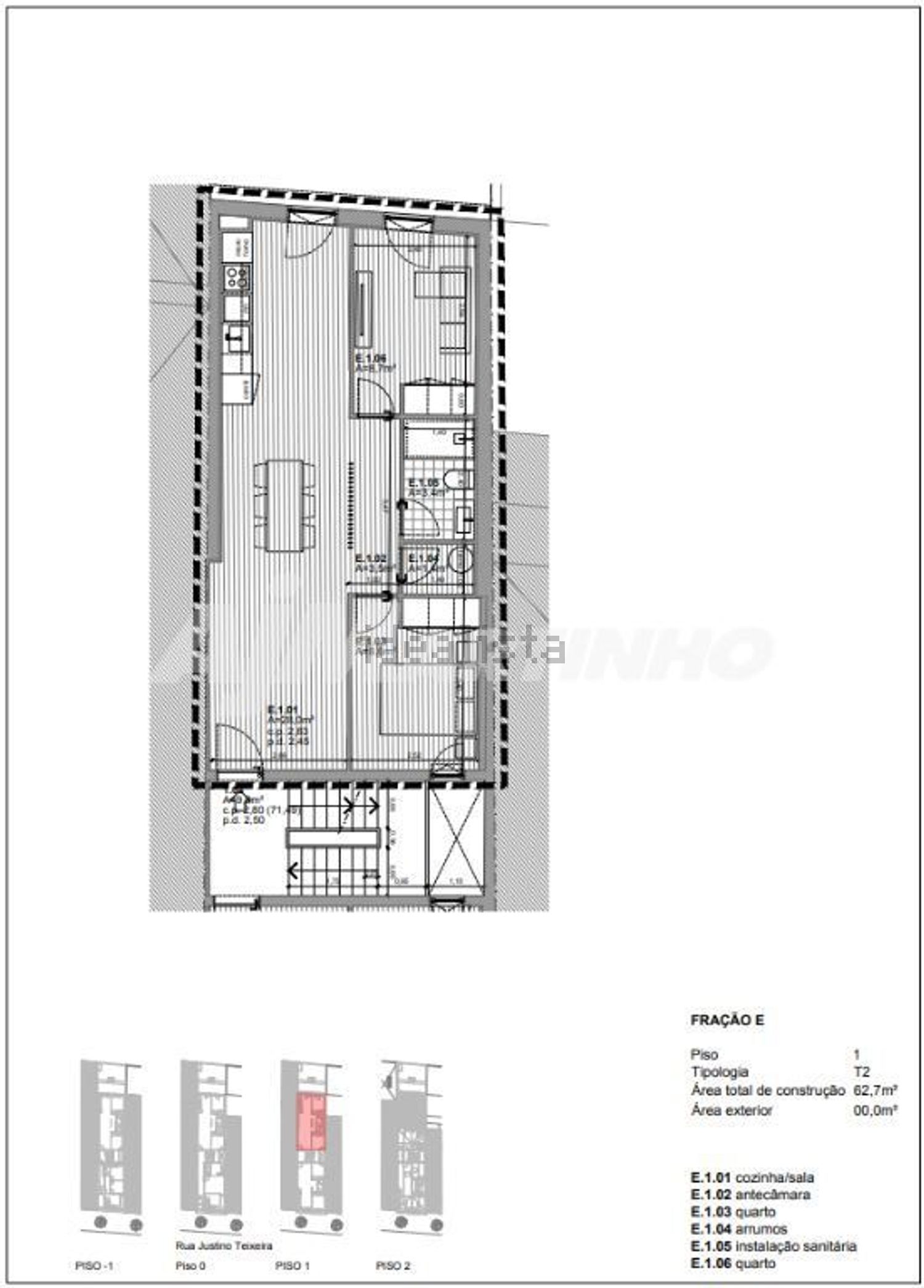 出租公寓 t2在 Estação - 平面图