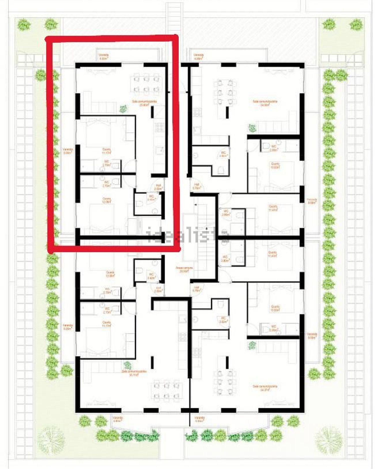 公寓 t2出售在Rua José Lourenço de Carvalho s/n - 平面图
