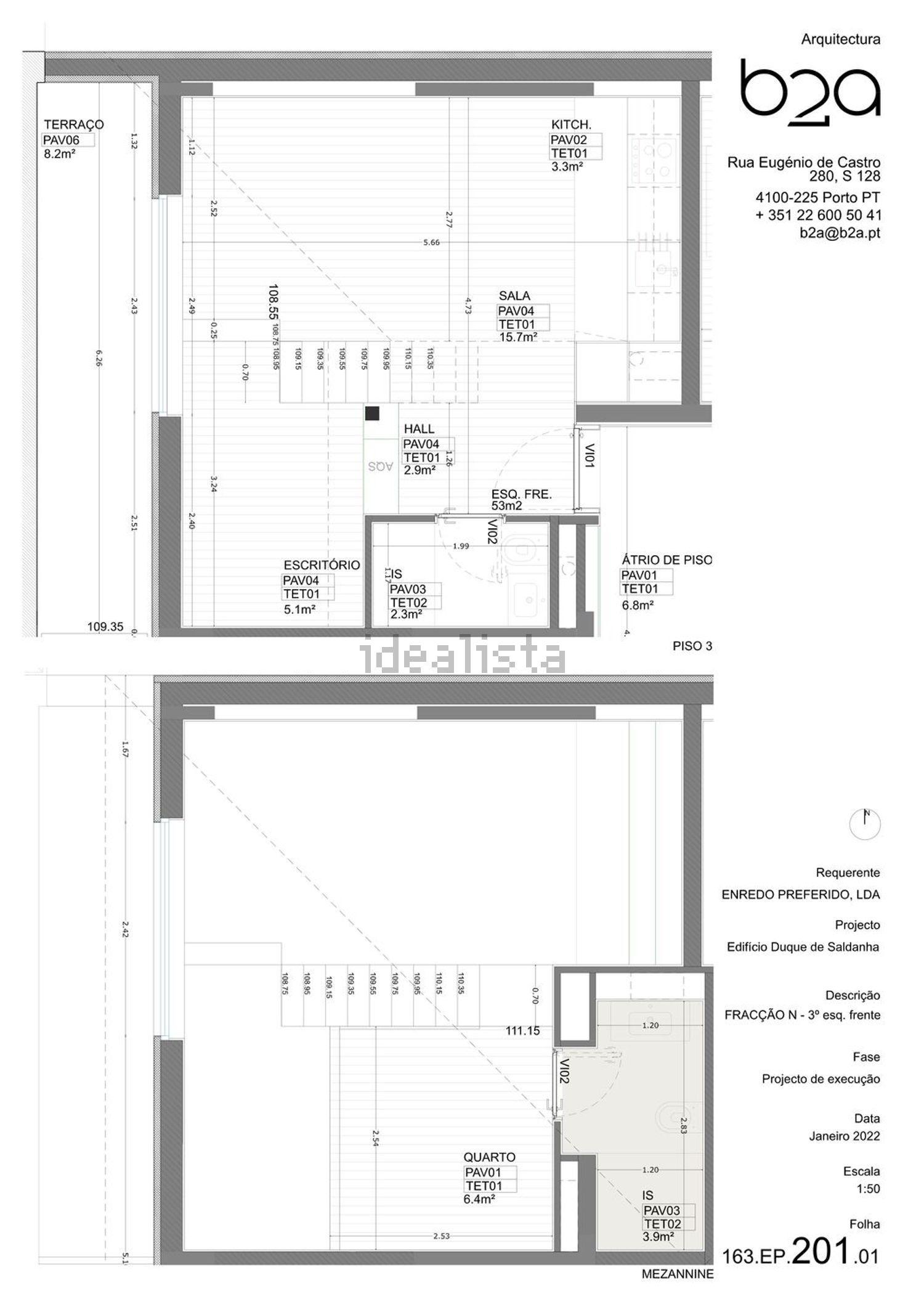 公寓 t1出售在Rua do Duque de Saldanha - 平面图