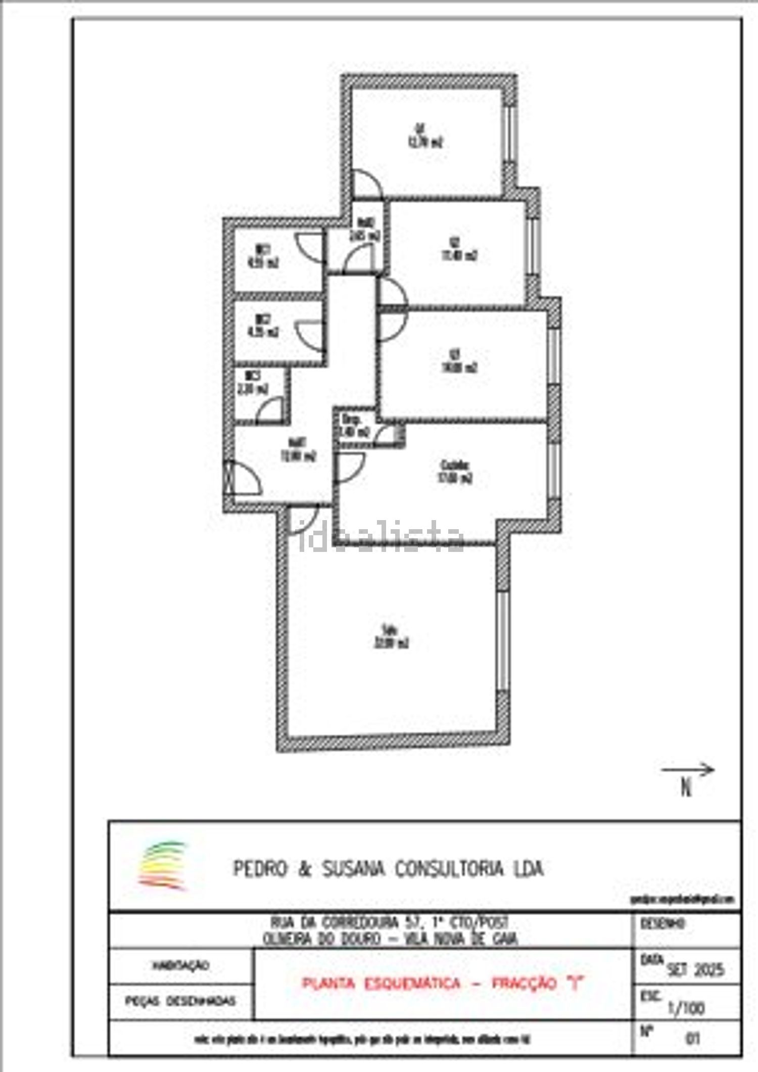公寓 t3出售在Rua Corredoura - 平面图