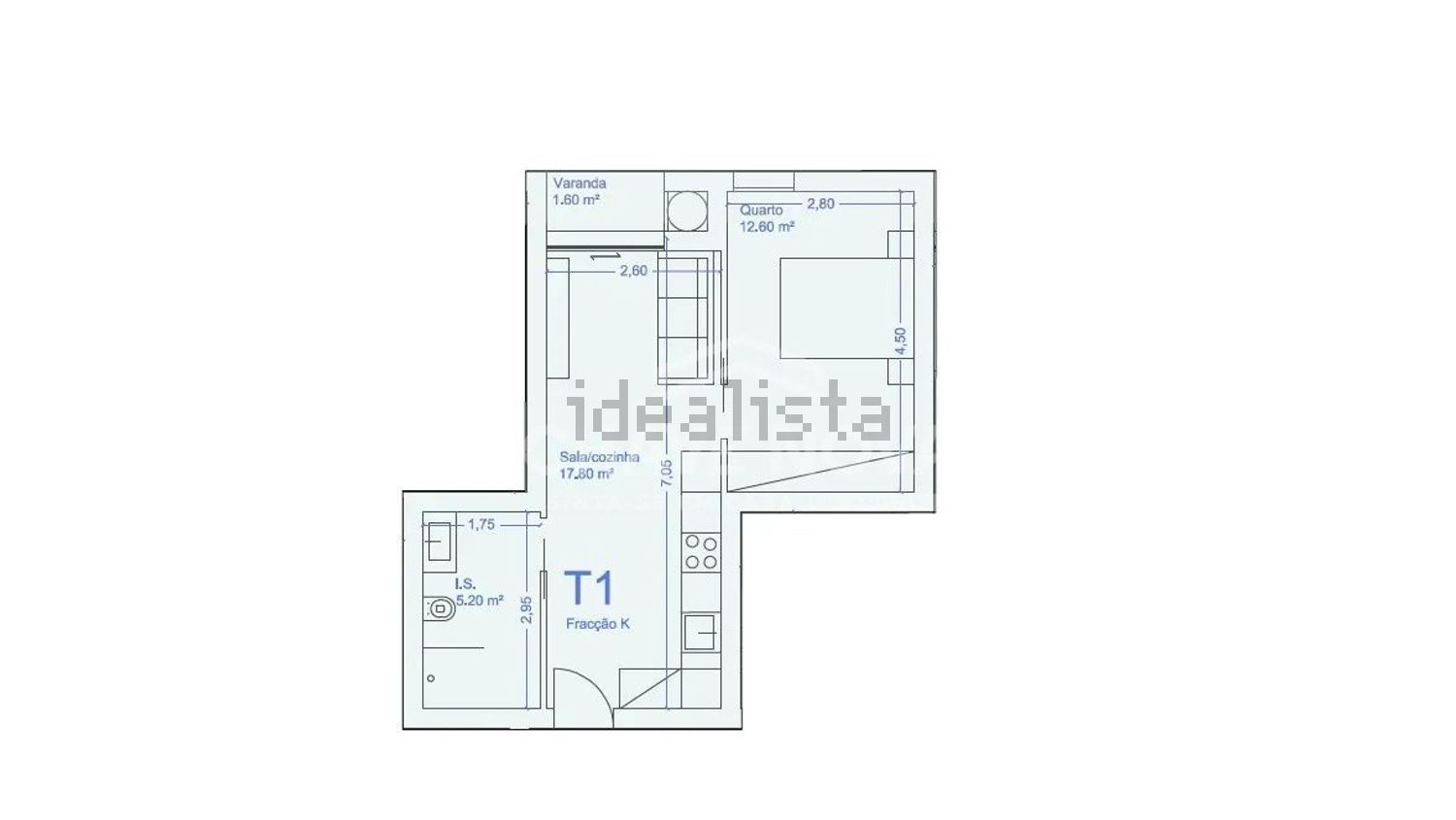 公寓 t1出售在Rua da Barranha - 平面图