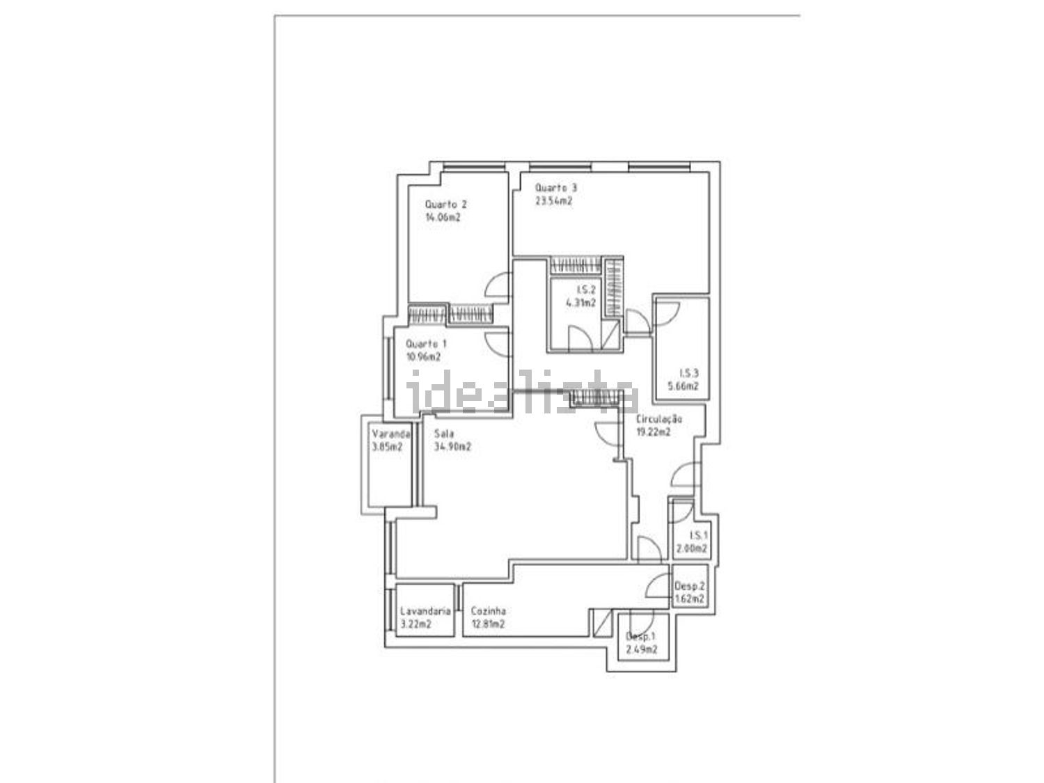出租公寓 t3在Rua do Molhe - 平面图