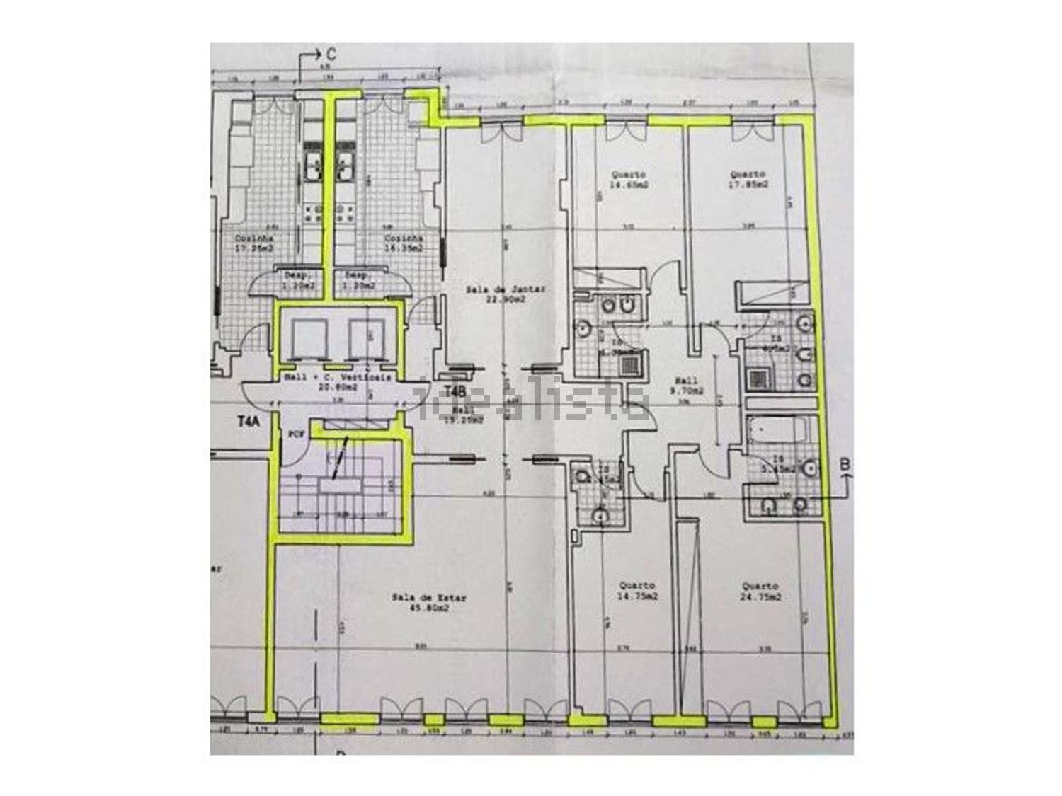 公寓 t4出售在Avenida Marquês de Tomar - 平面图