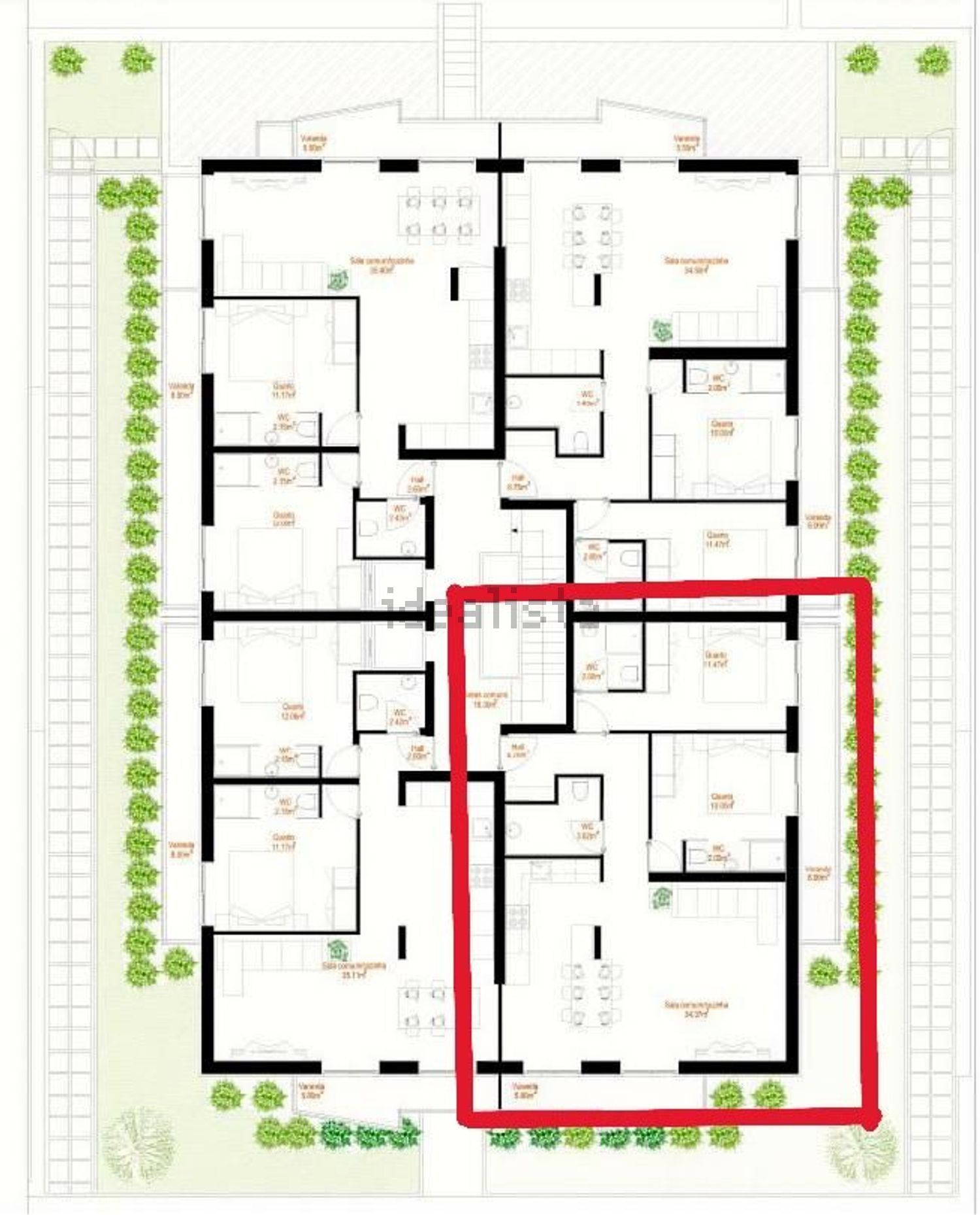 公寓 t3出售在Rua José Lourenço de Carvalho s/n - 平面图