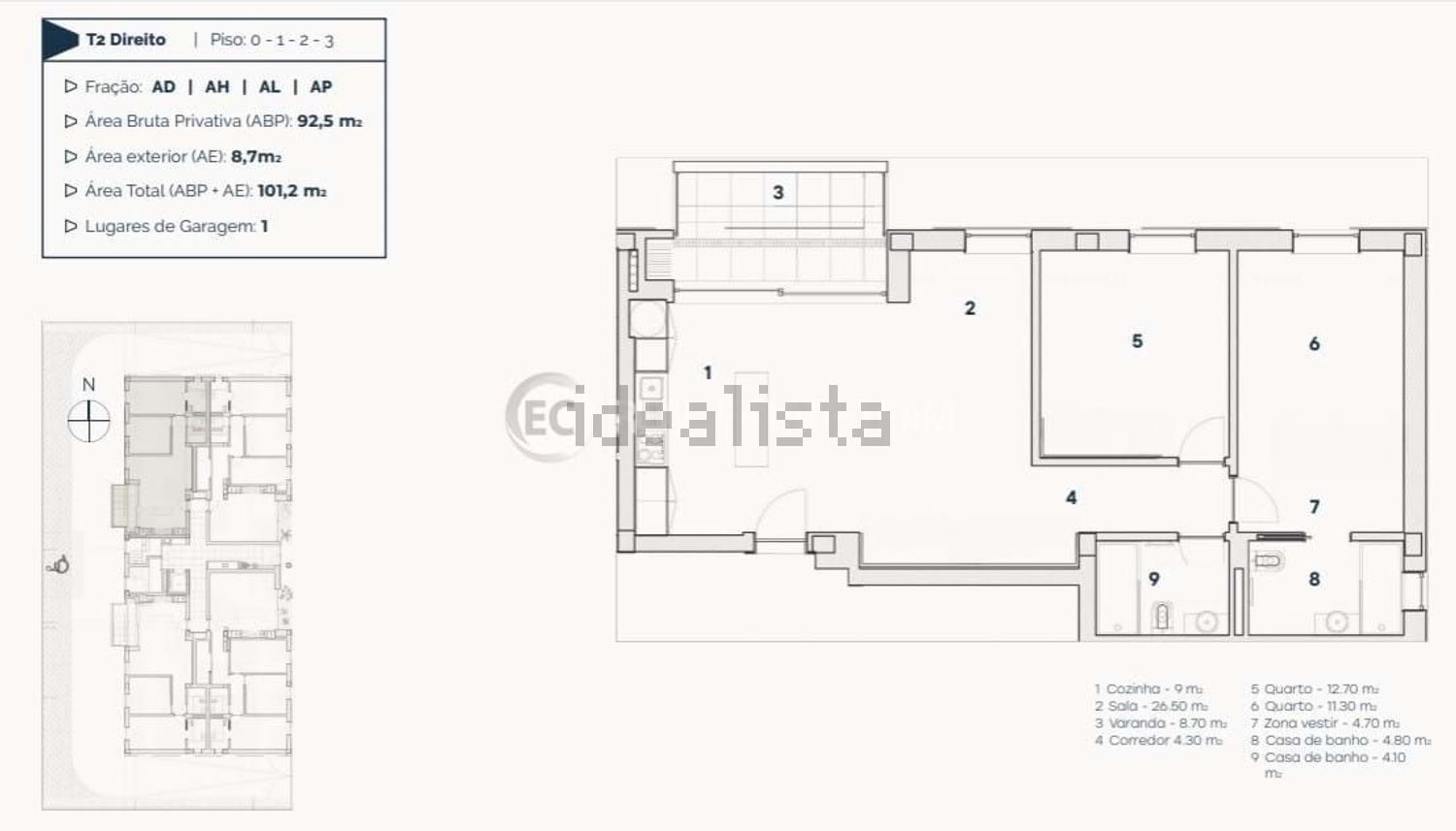 公寓 t2出售在 Oliveira do Bairro - 平面图