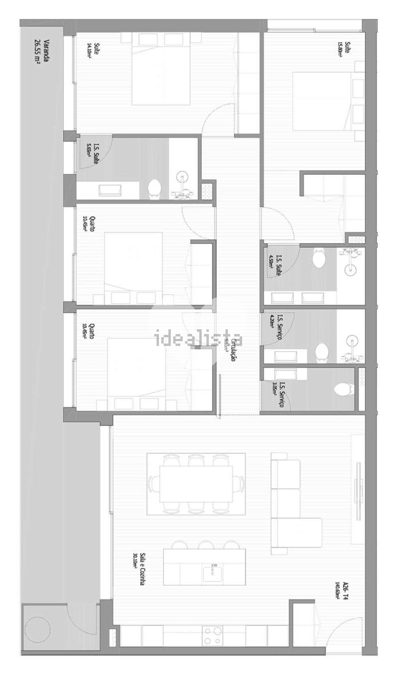 公寓 t4出售在Rua Manuel Martins Cardoso s/n - 平面图