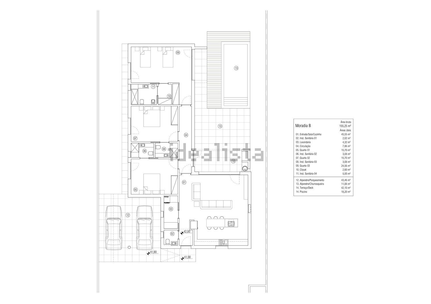小楼房或独栋别墅出售在Rua Principal - 平面图