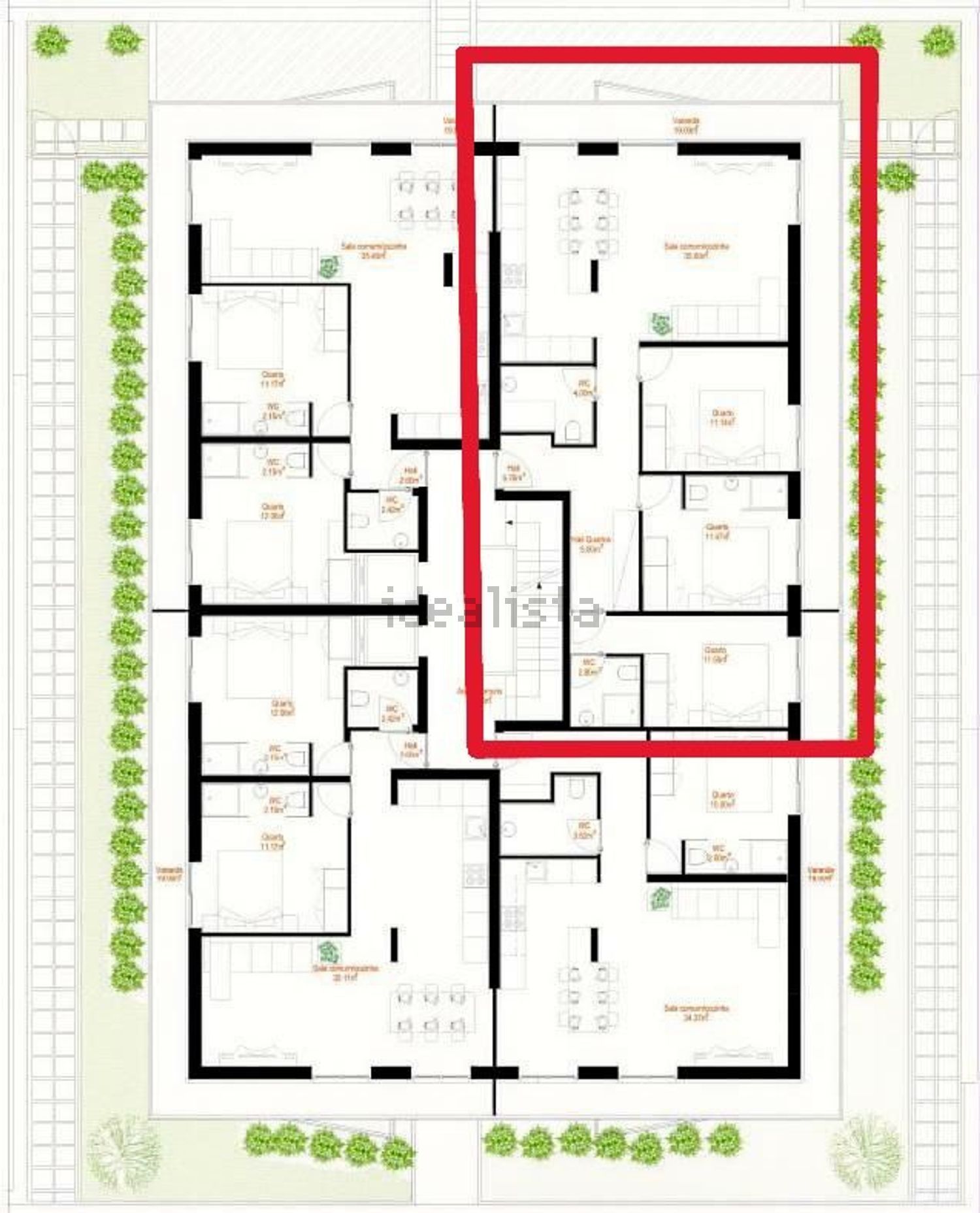 公寓 t3出售在Rua José Lourenço de Carvalho s/n - 平面图
