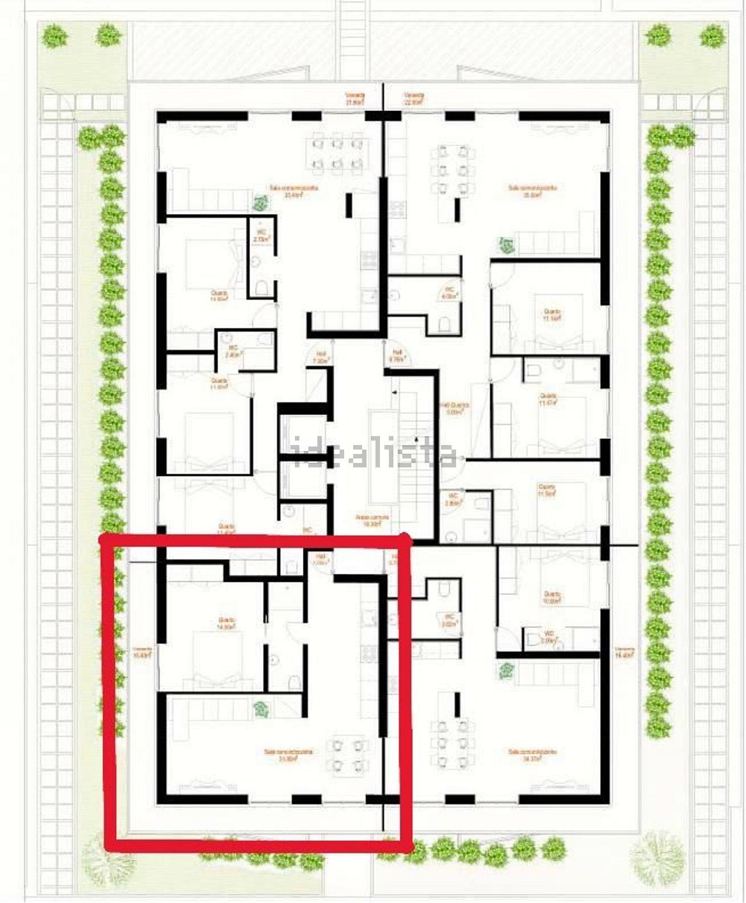 公寓 t1出售在Rua José Lourenço de Carvalho s/n - 平面图