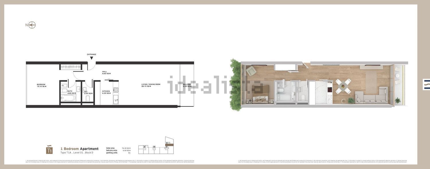 公寓 t1出售在Avenida 24 de Julho, 3 D - 平面图
