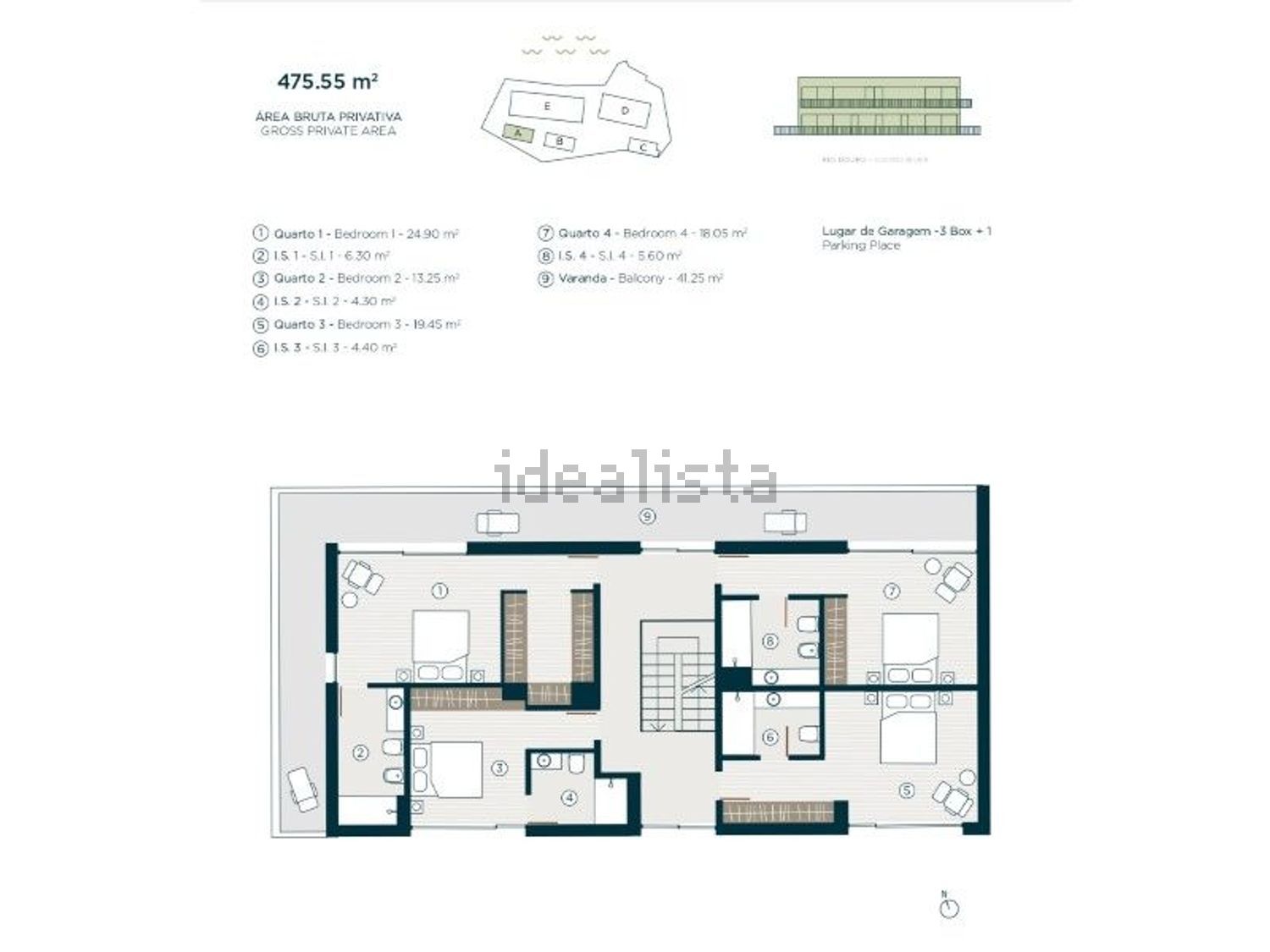 公寓 t4出售在Rua Entre Quintas, 108 - 平面图
