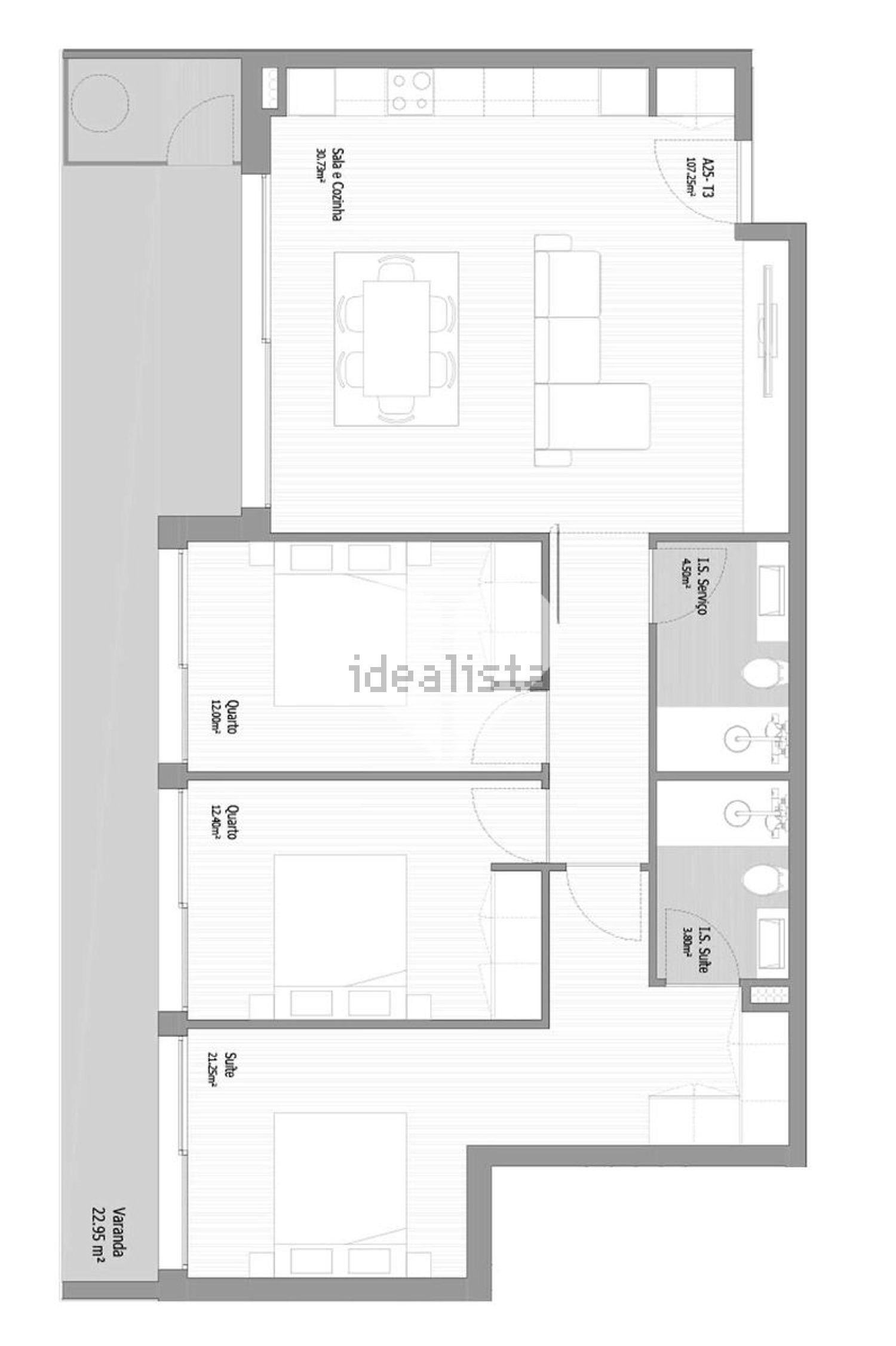 公寓 t3出售在Rua Manuel Martins Cardoso s/n - 平面图