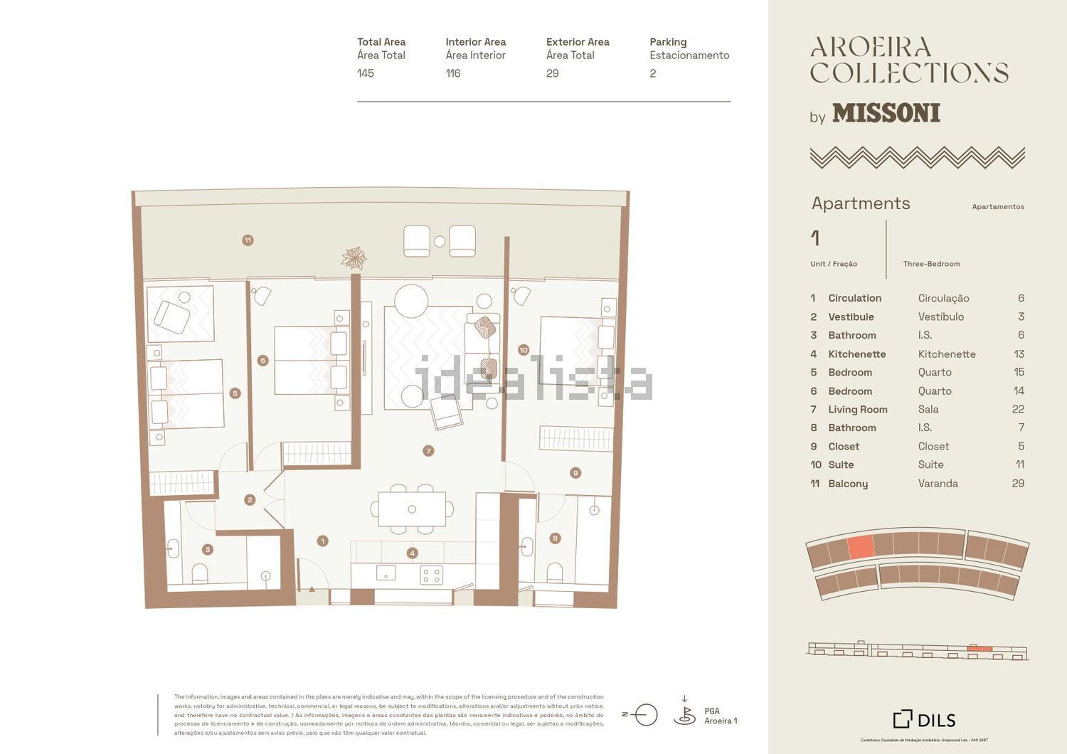 公寓 t3出售在 Herdade da Aroeira s/n - 平面图