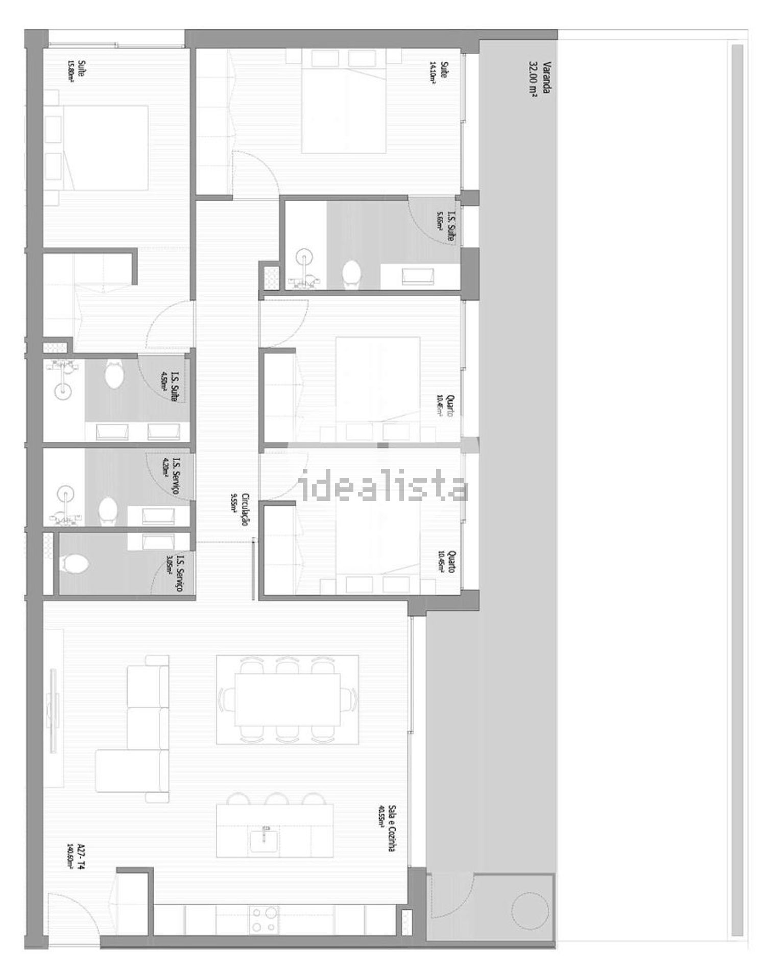 公寓 t4出售在Rua Manuel Martins Cardoso s/n - 平面图