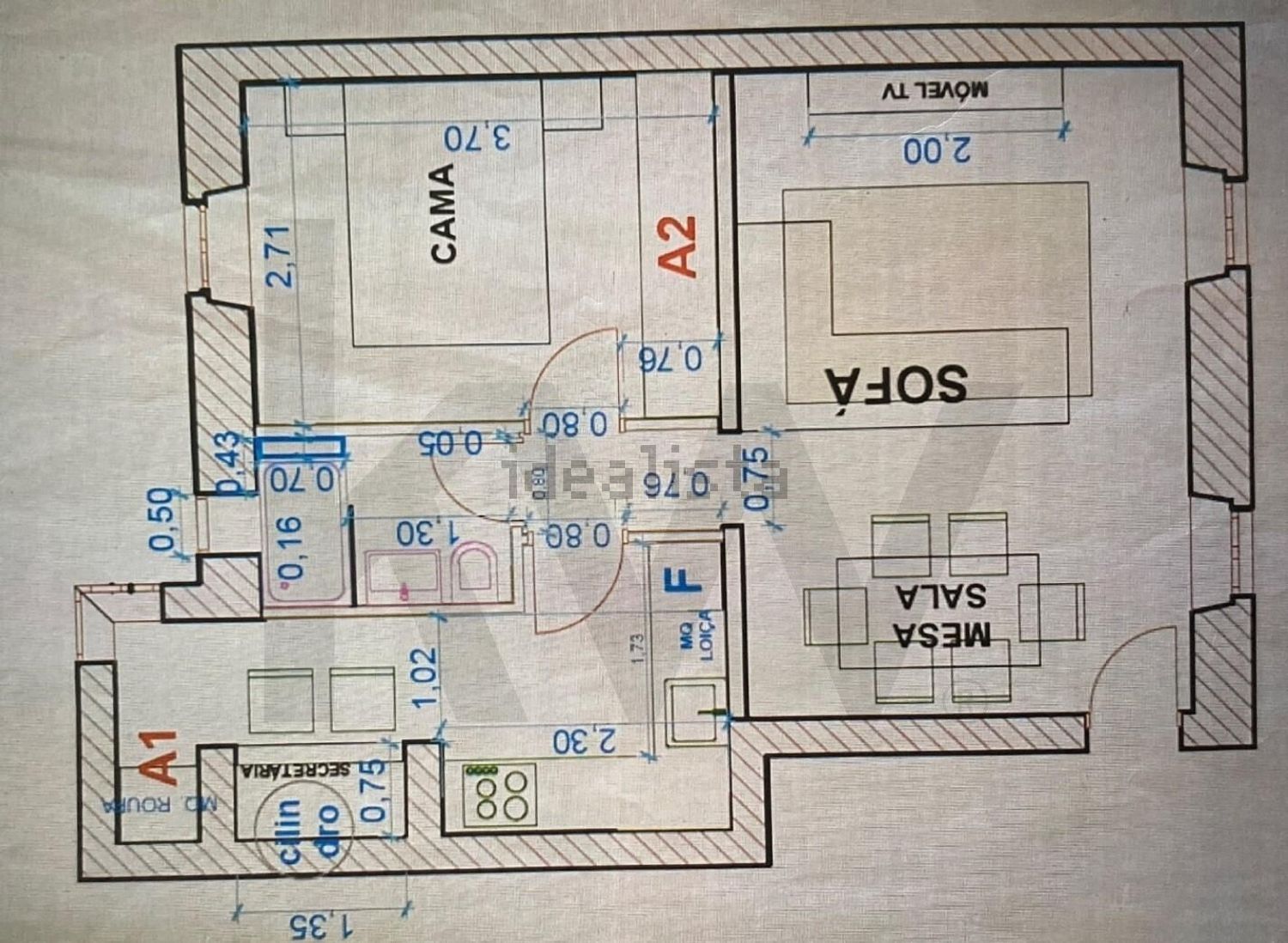 公寓 t1出售在Rua Pereira Palha s/n - 平面图