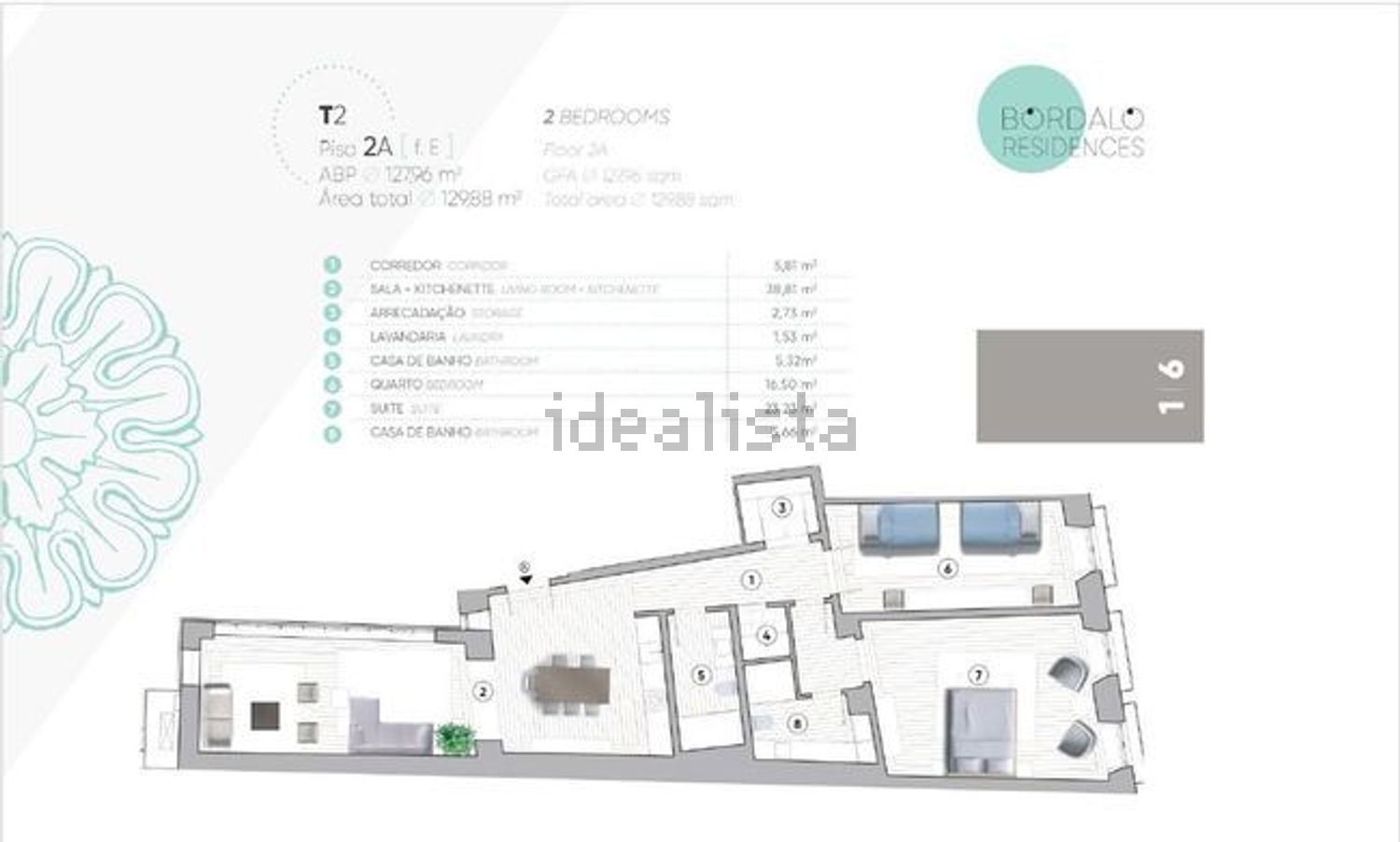 公寓 t2出售在Rua da Fé - 平面图