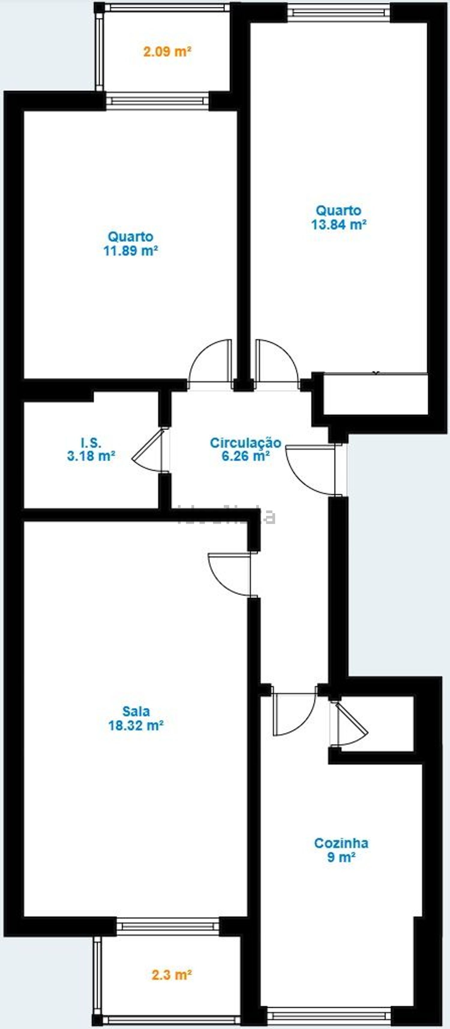 出租公寓 t2在Rua da Eira - 平面图