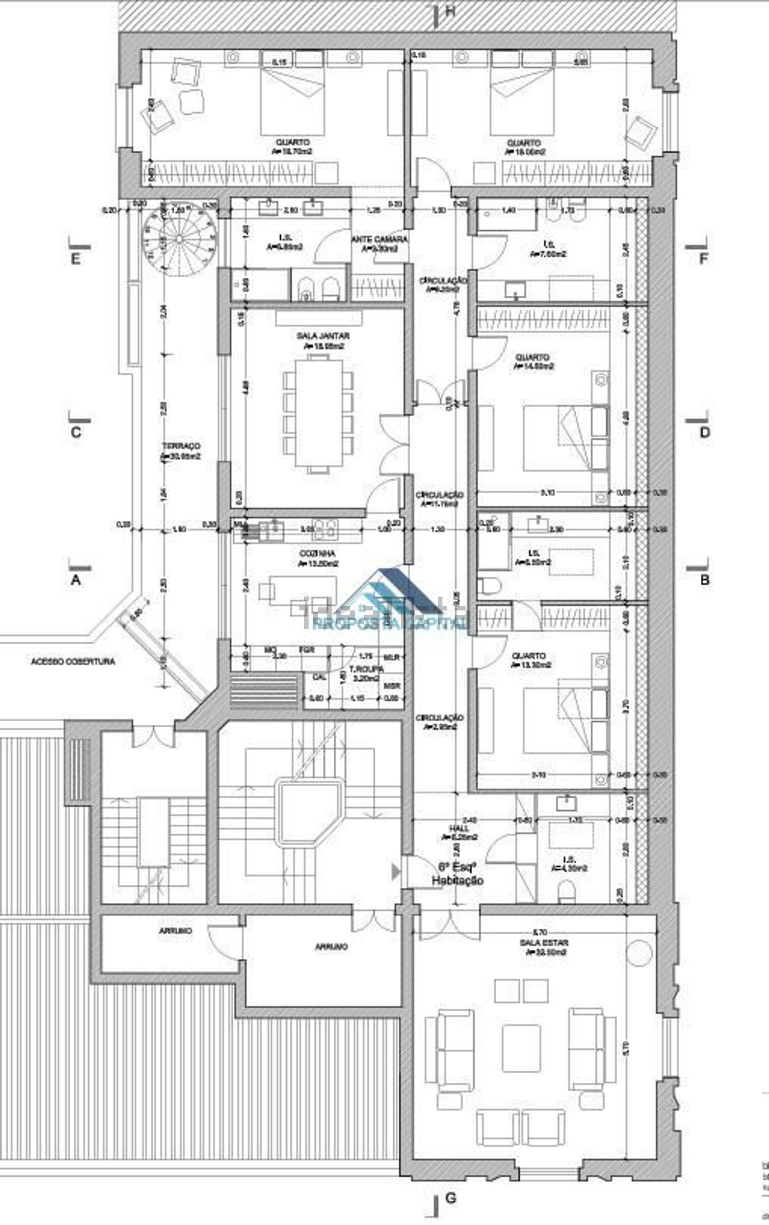 出租公寓 t4在 Bairro Azul - Parque Eduardo VII - 平面图
