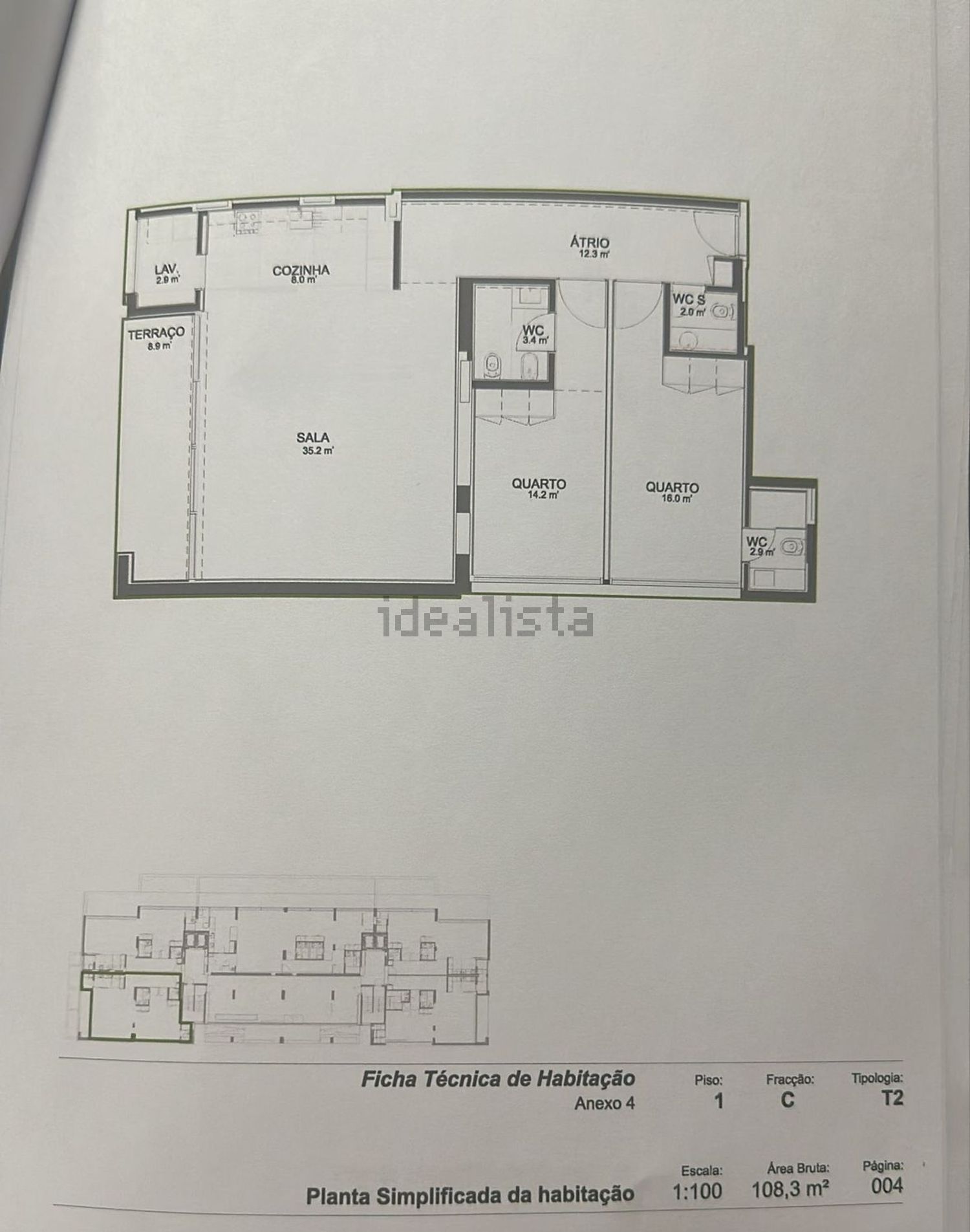 公寓 t2出售在Rua António Bessa Leite, 1628 - 平面图