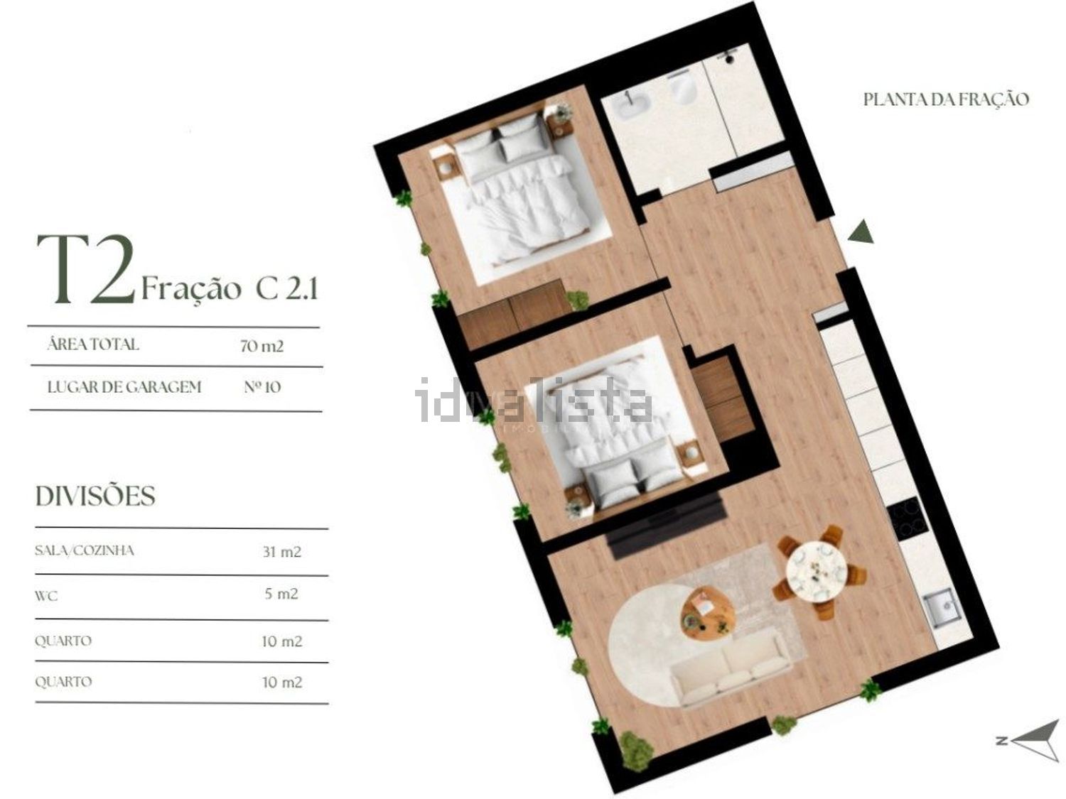 公寓 t2出售在 Parque Oriental - Azevedo - 平面图