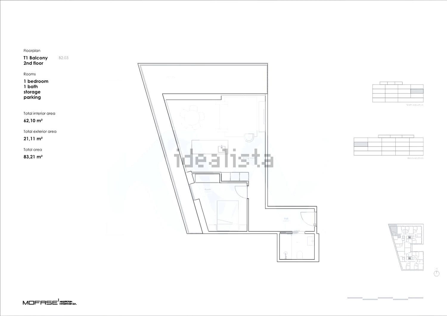 公寓 t1出售在 Arca d'Água - Campo Lindo - Vale Formoso - 平面图