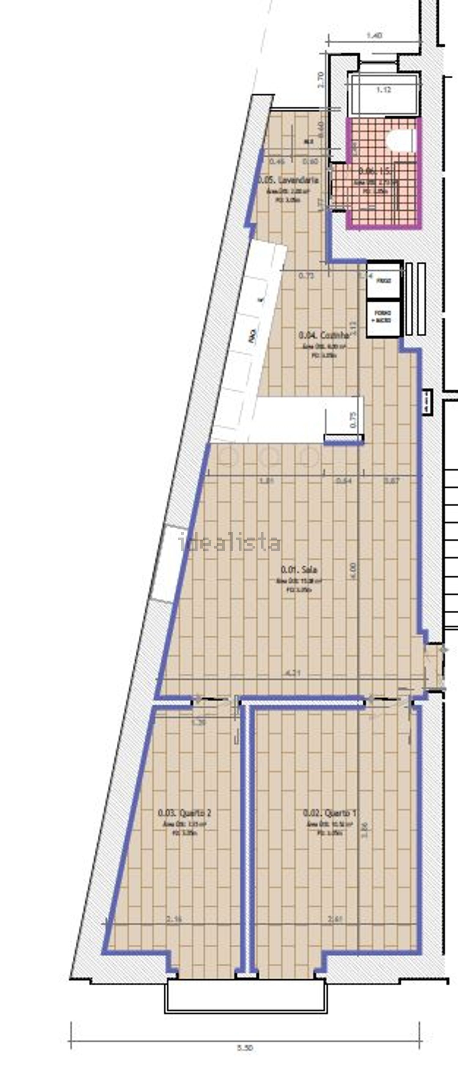 出租公寓 t2在Rua Filinto Elísio, 16 - 平面图