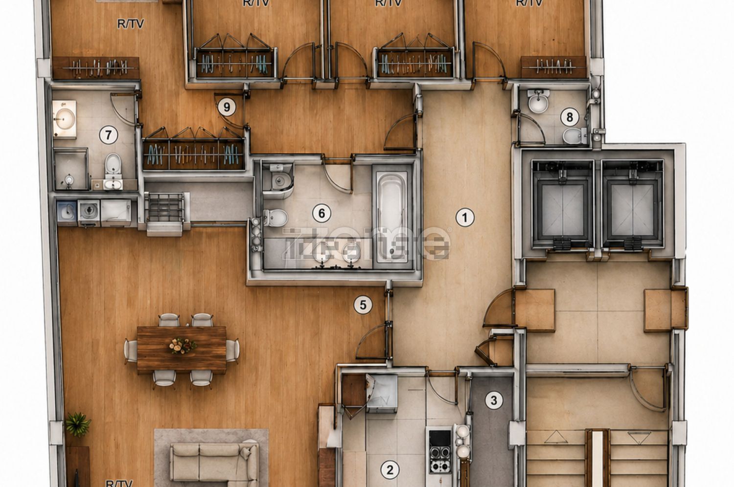 公寓 t4出售在Rua Adelina Caravana, 3 - 平面图