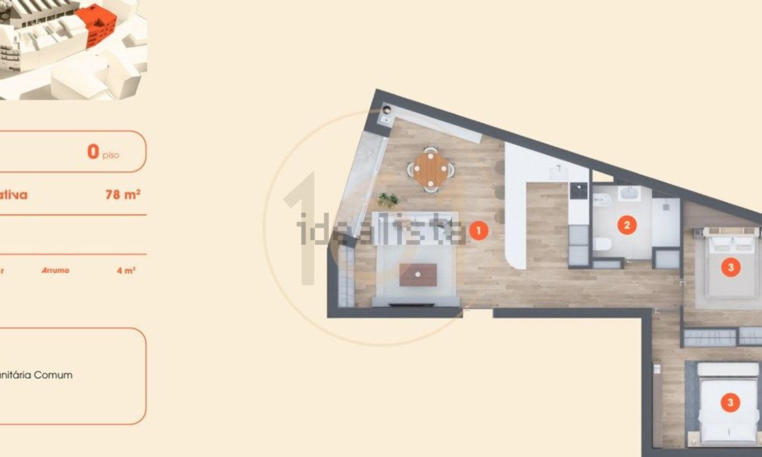 公寓 t2出售在 Ouro - Condominhas - 平面图
