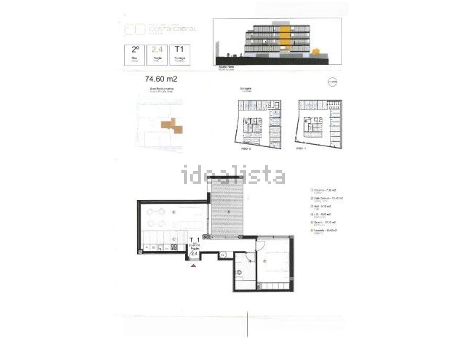 公寓 t1出售在Rua de Costa Cabral, 2103 - 平面图